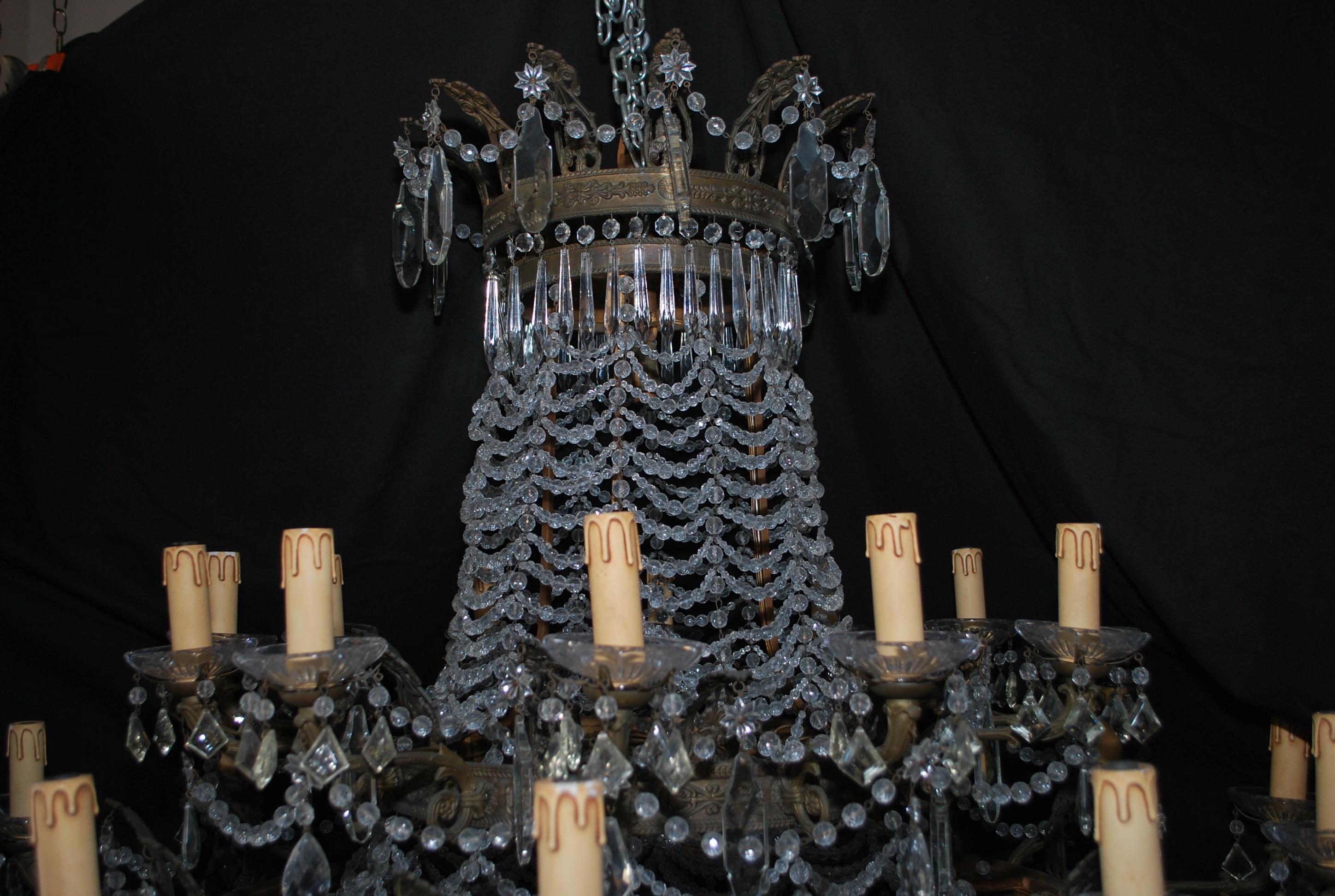 Grand lustre rare en perles/cystaux des années 1920 en vente 3