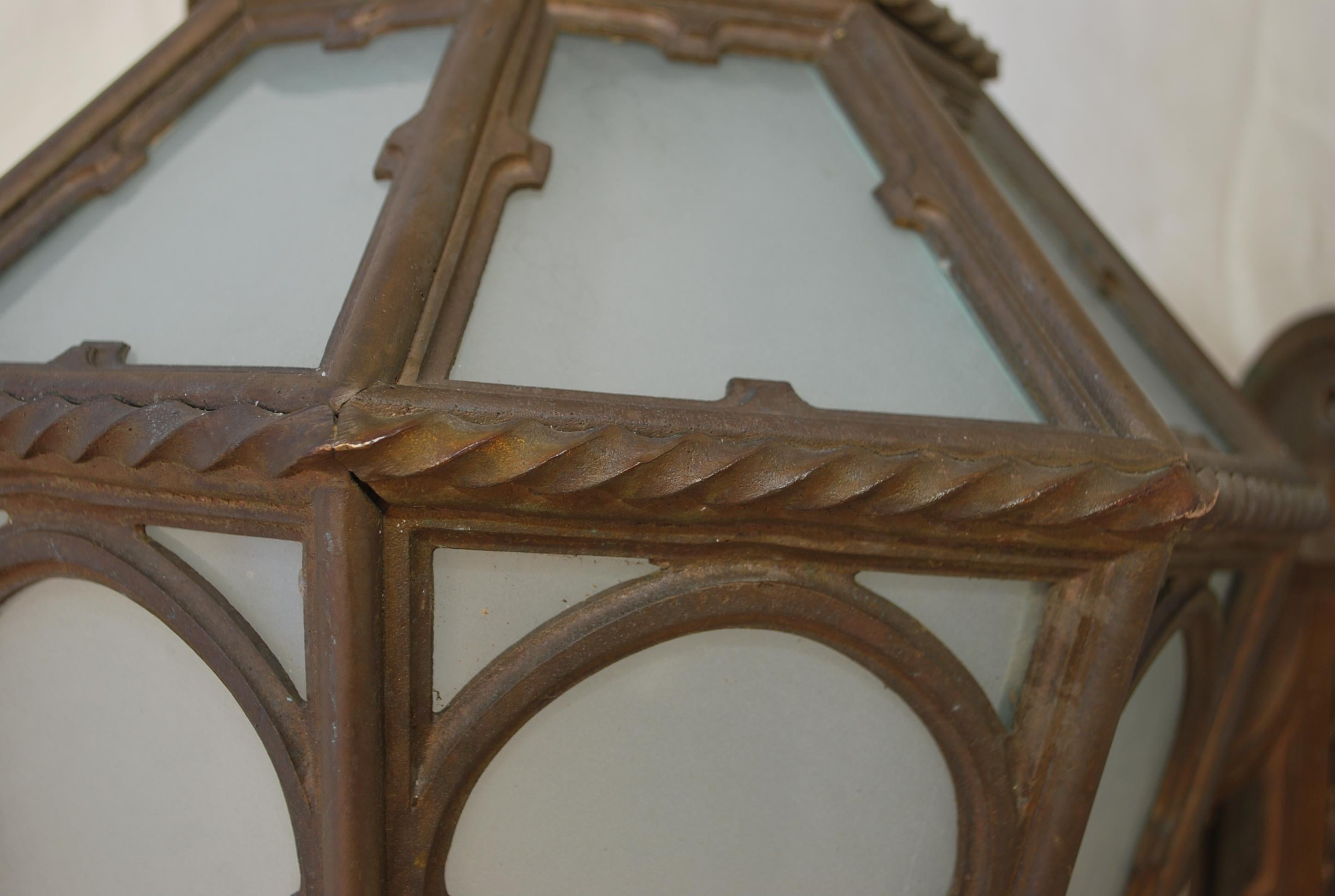 American Rare large 1920's bronze outdoor sconce