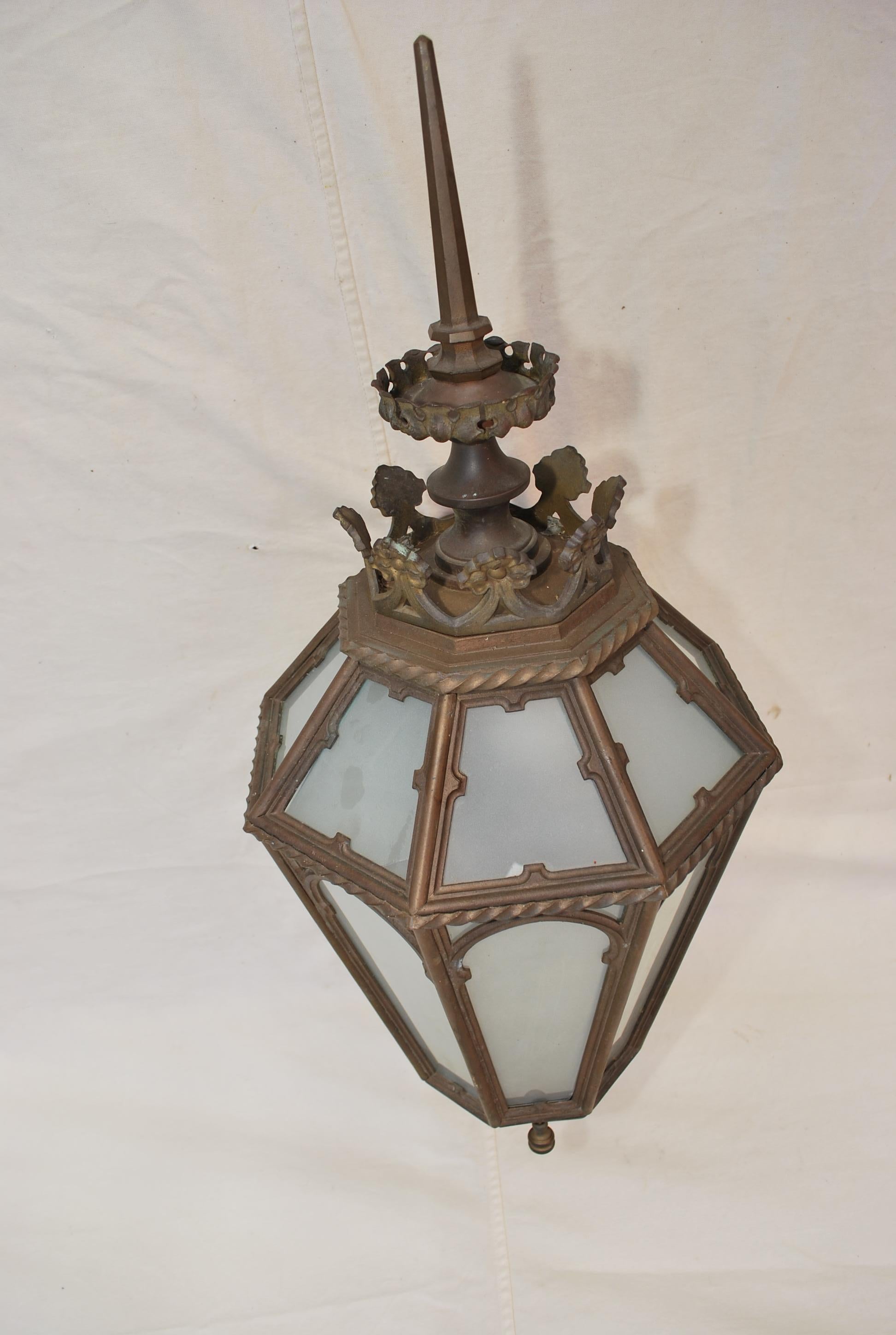 Early 20th Century Rare large 1920's bronze outdoor sconce