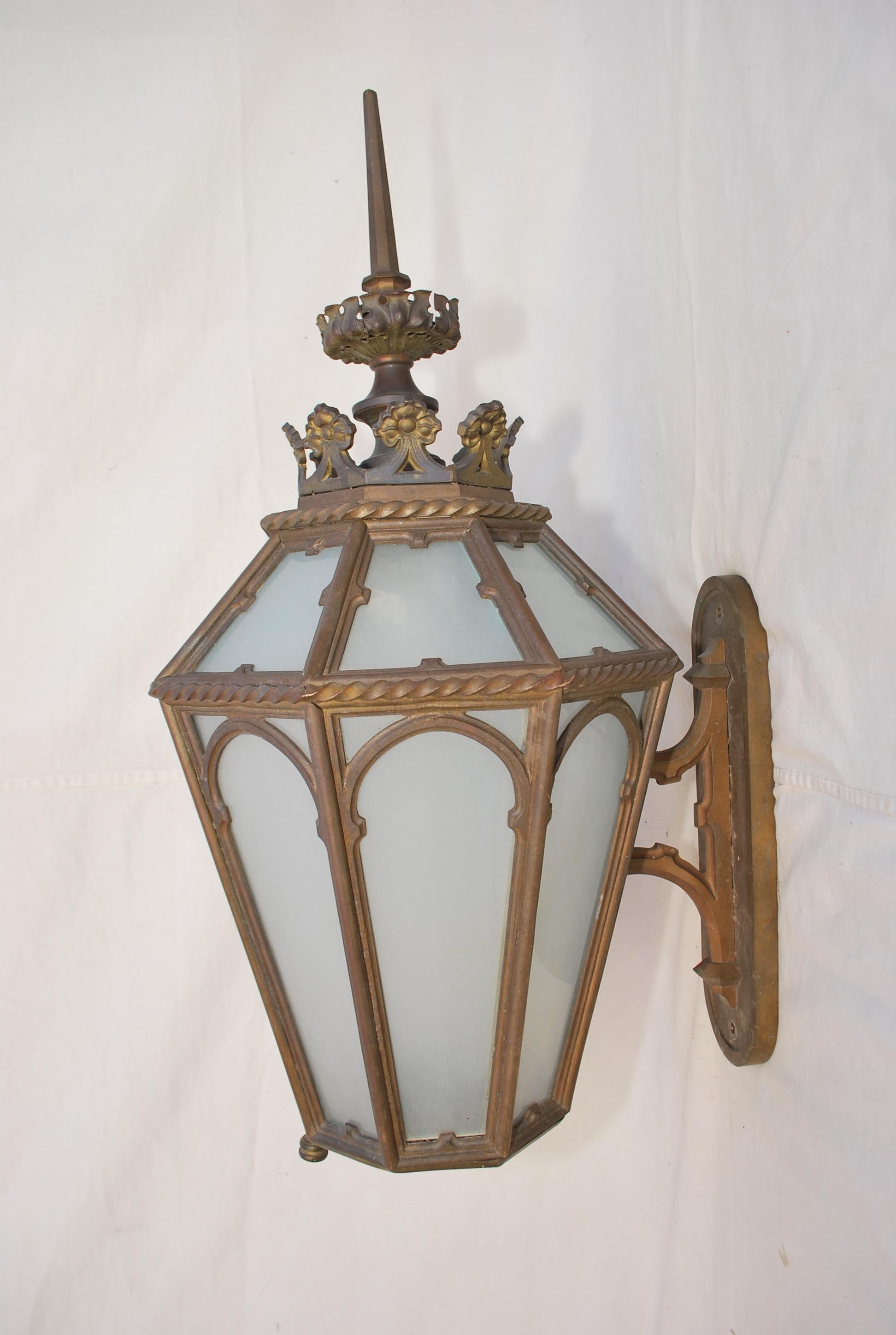 Rare large 1920's bronze outdoor sconce 1