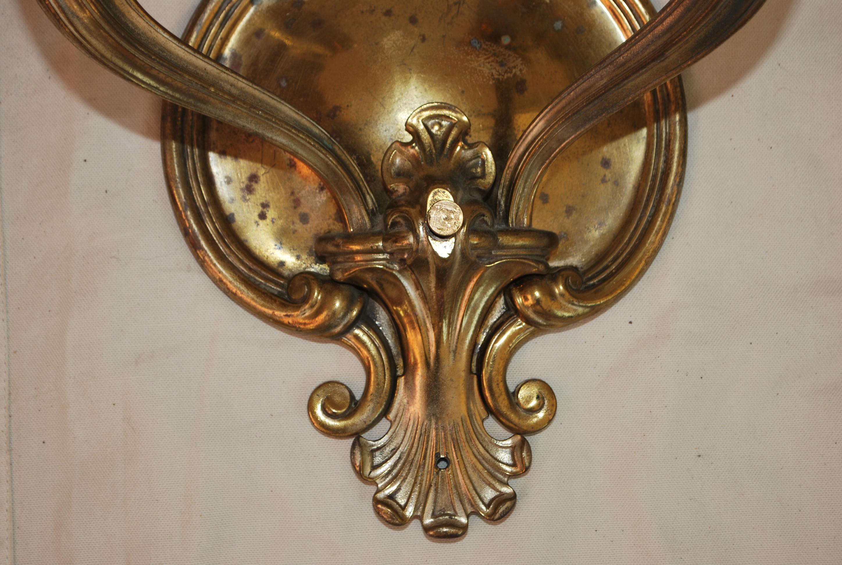 Early 20th Century Rare large 1920's solid brass sconces For Sale
