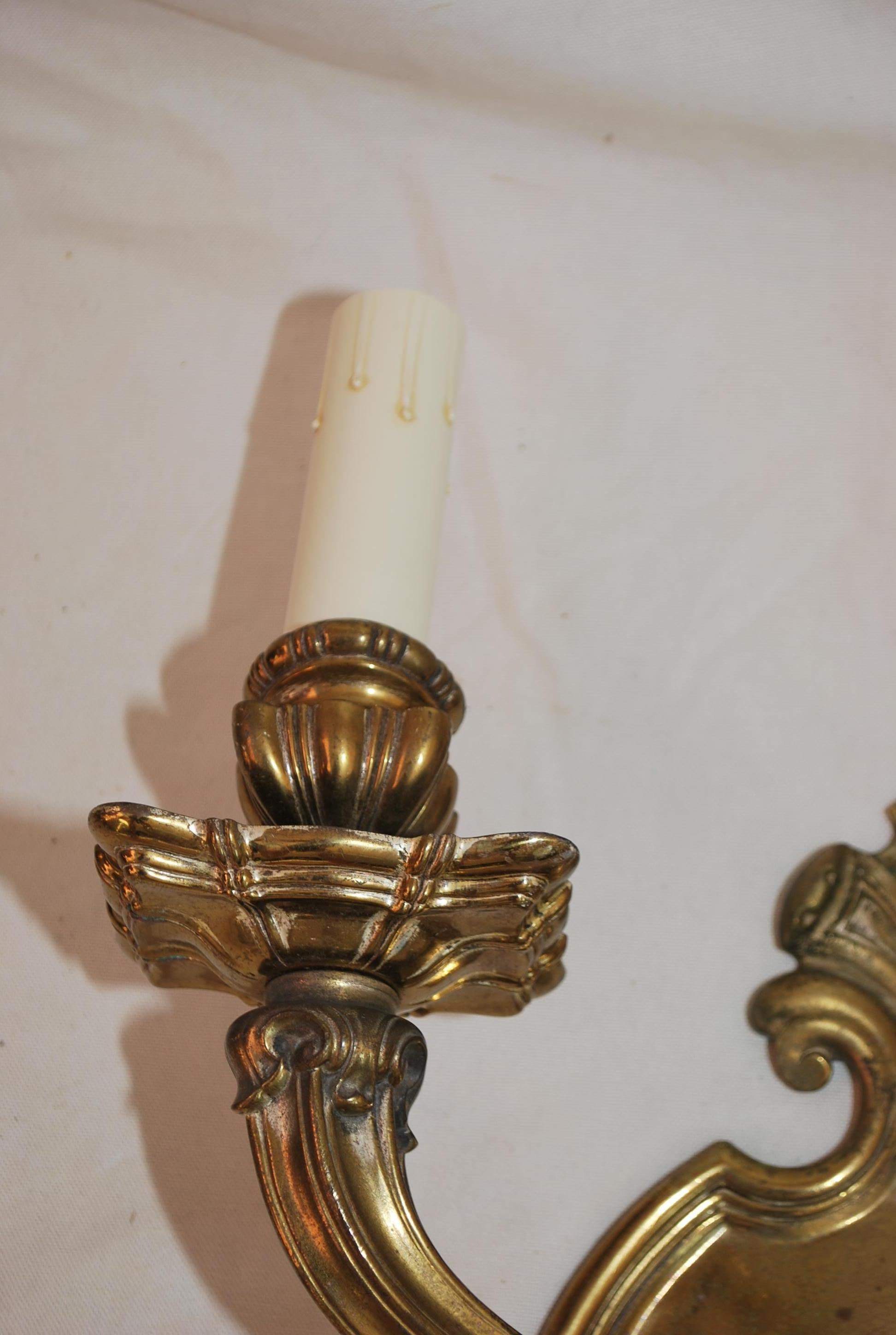 Brass Rare large 1920's solid brass sconces For Sale