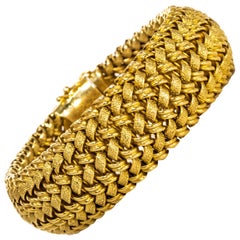 Rare Large 1950s-1960s Patek Philippe 18 Karat Gold Herringbone Motif Bracelet