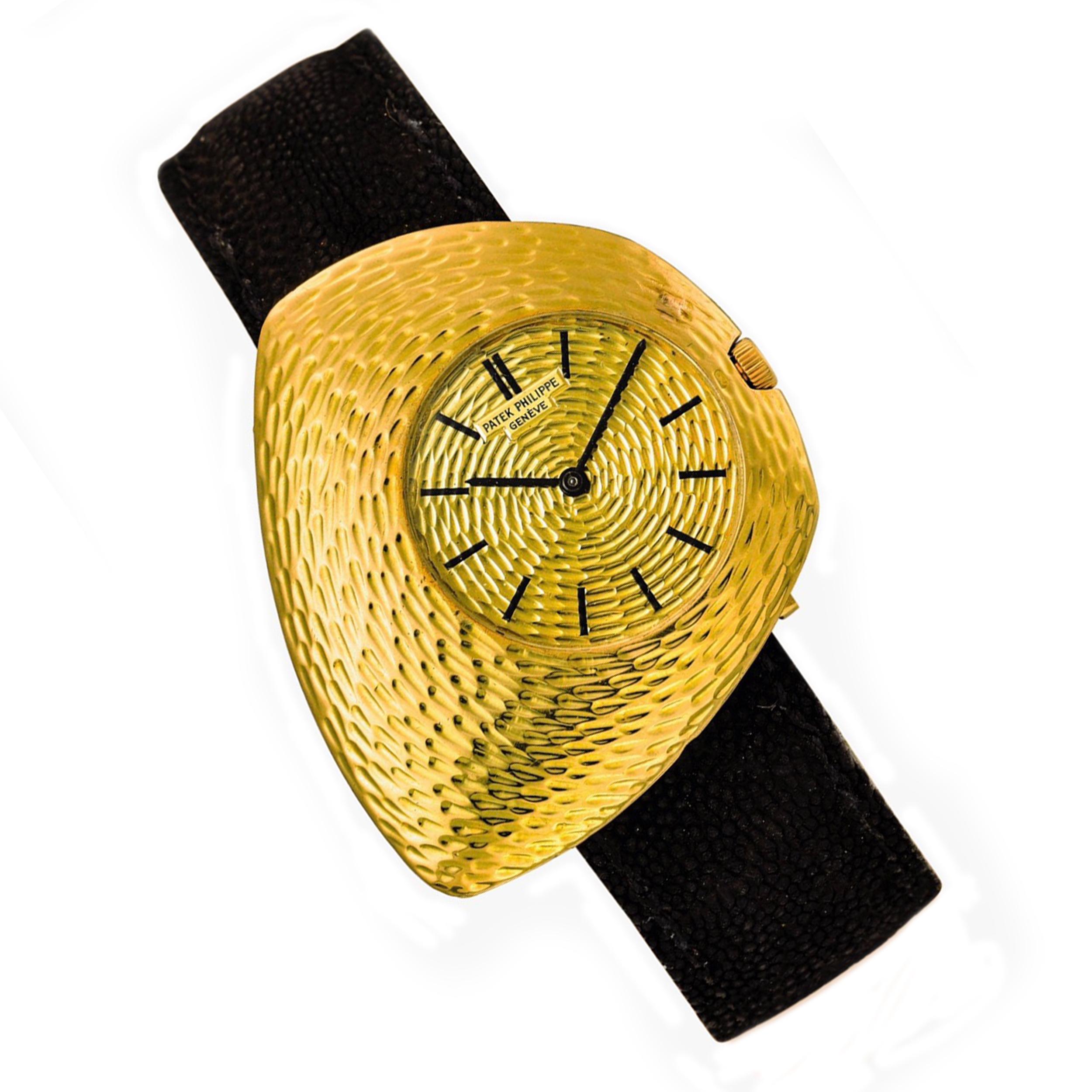 Rare Large 1960s Patek Philippe Gilbert Albert 18 Kt Asymmetrical Wristwatch 
