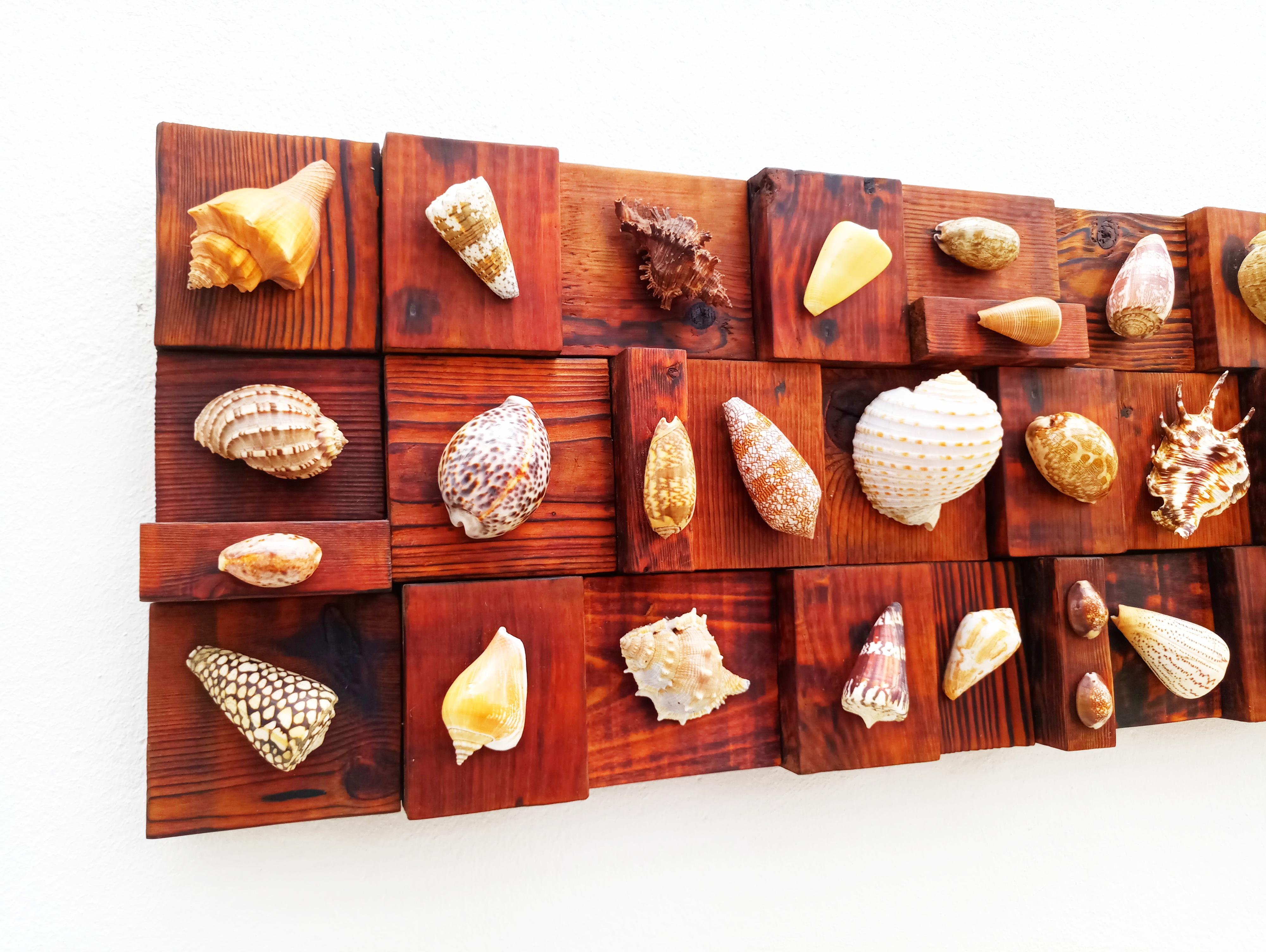 French Rare Large 1960s Seashells Wall Sculpture
