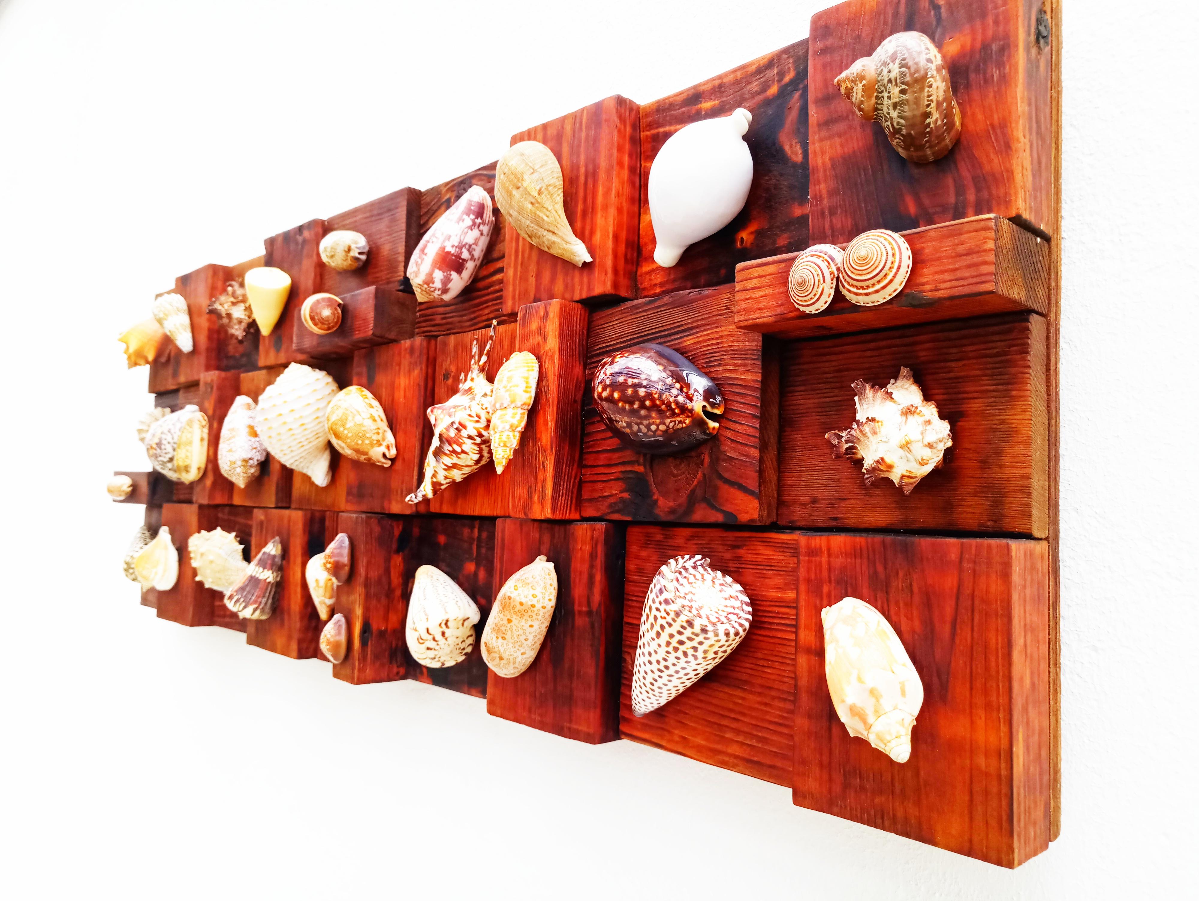 Rare Large 1960s Seashells Wall Sculpture In Good Condition In L'Escala, ES