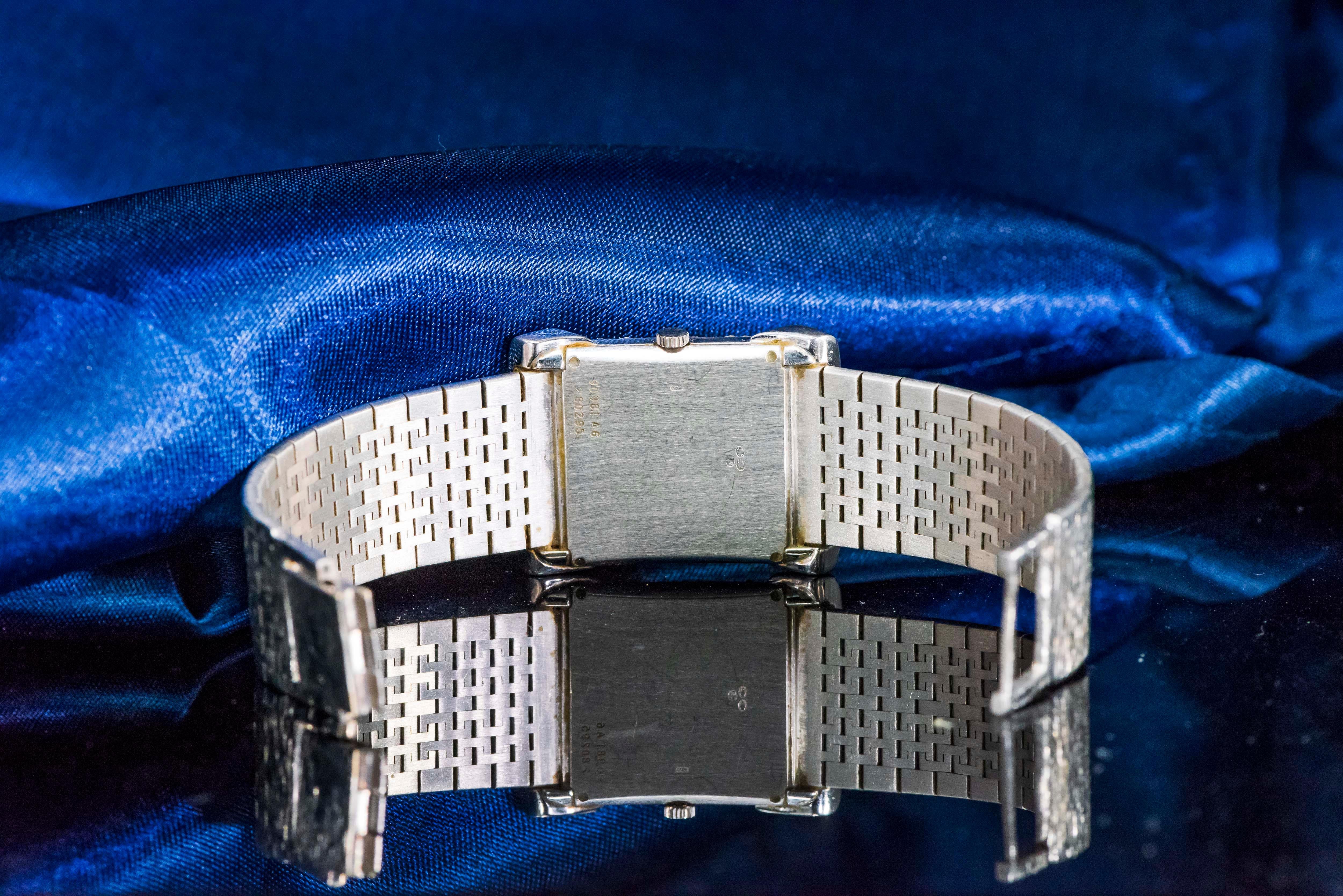 Large 1970s Piaget Lapis 18 Karat White Gold Diamond Set Bracelet Watch 3