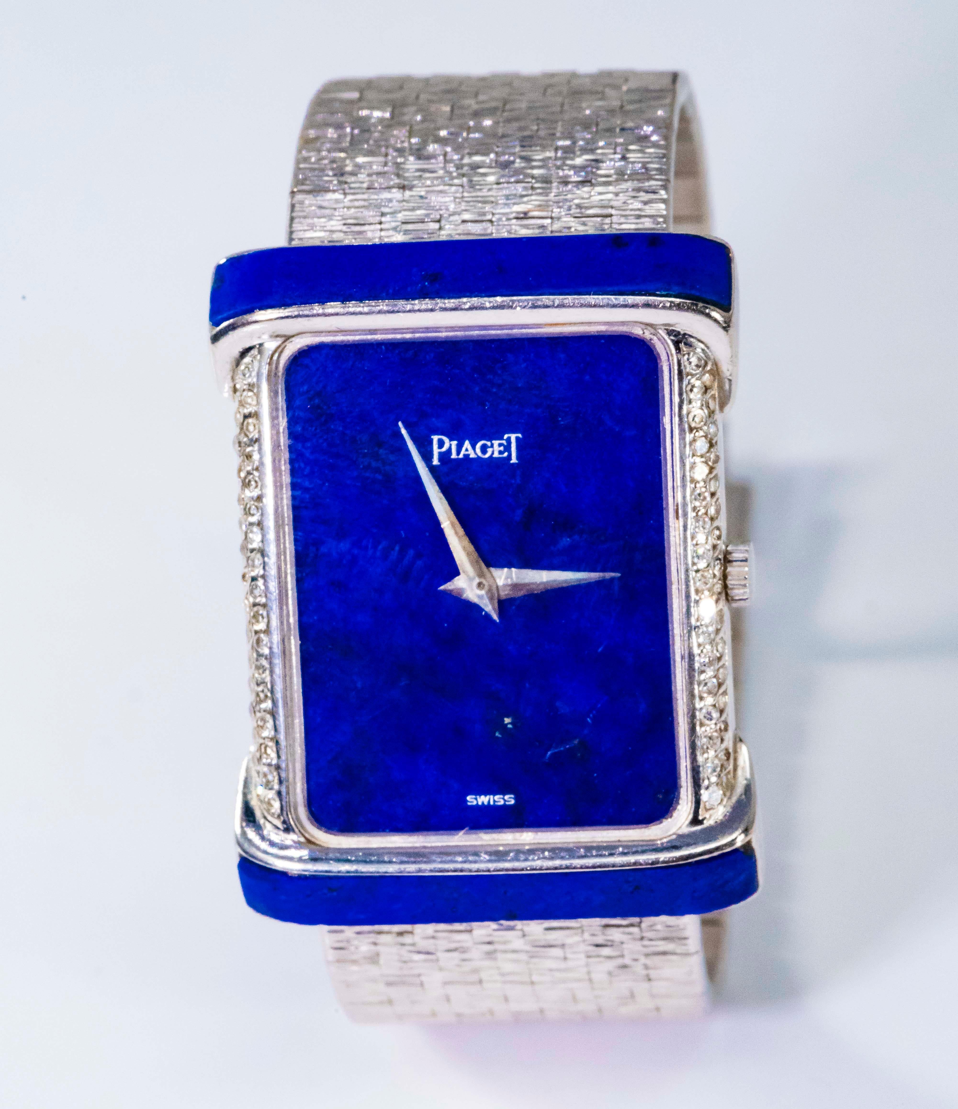 Large 1970s Piaget Lapis 18 Karat White Gold Diamond Set Bracelet Watch 8