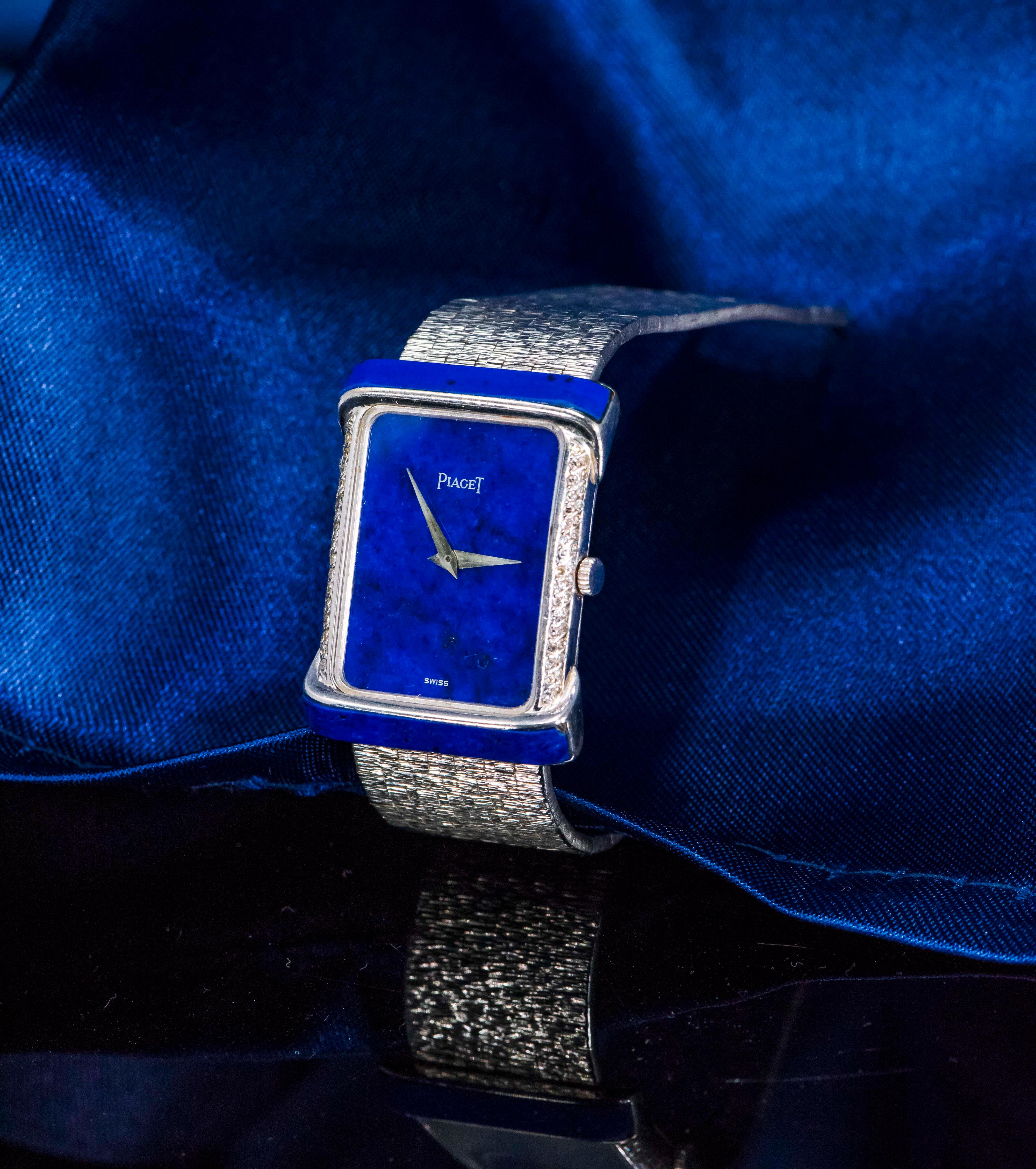 Large 1970s Piaget Lapis 18 Karat White Gold Diamond Set Bracelet Watch 1