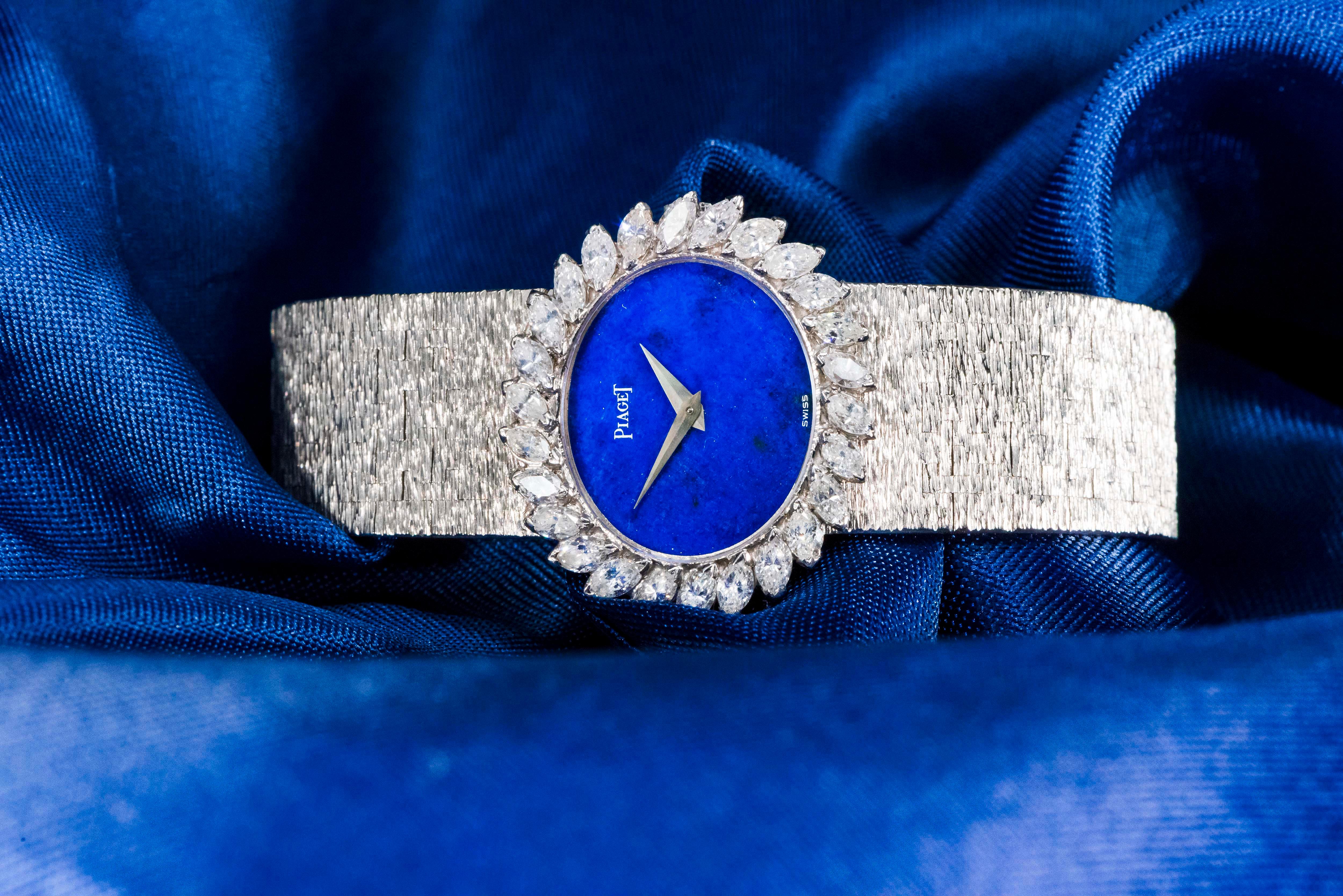1970s Piaget Lapis 18 Karat White Gold Marquis Diamond Set Bracelet Watch 6