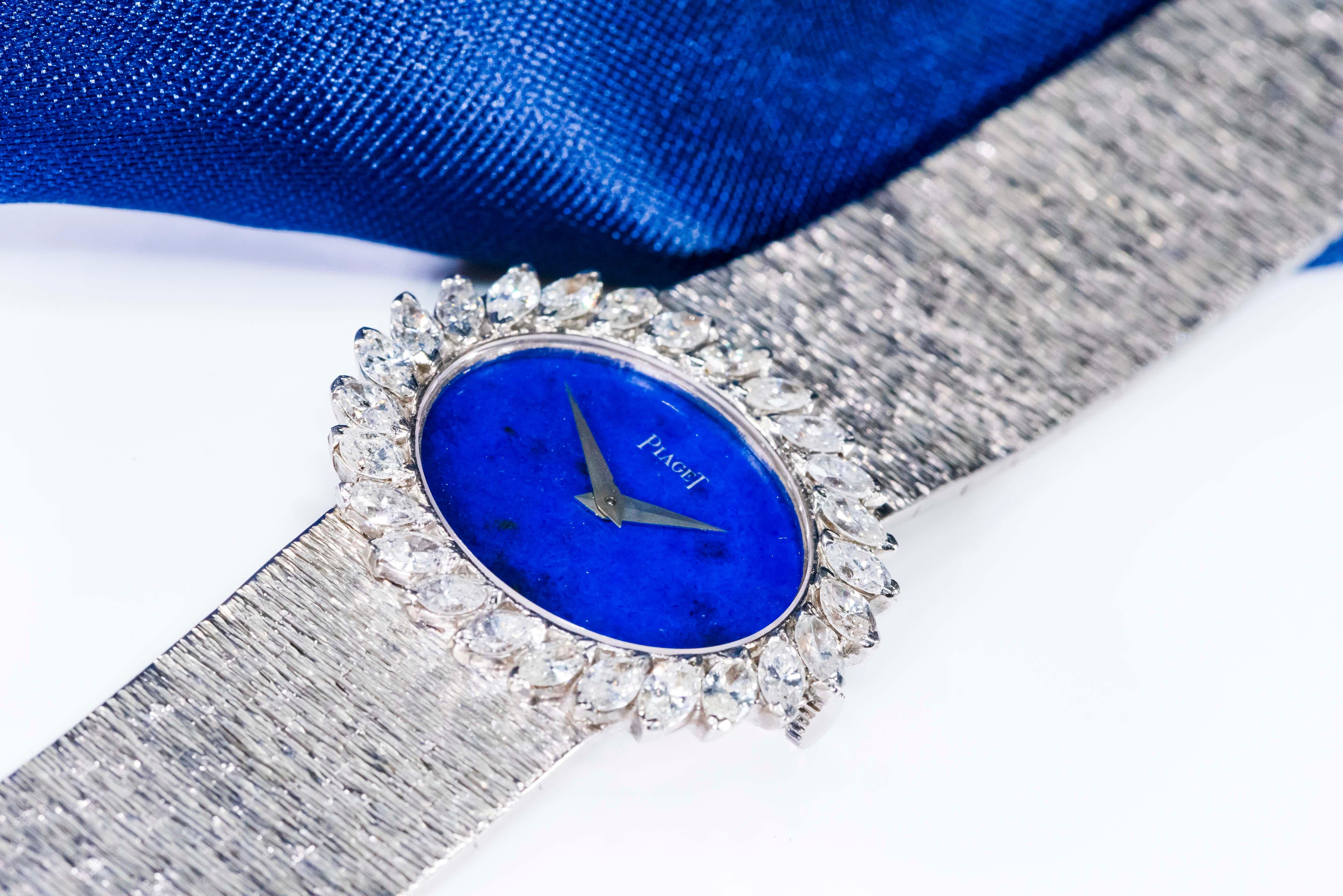 1970s Piaget Lapis 18 Karat White Gold Marquis Diamond Set Bracelet Watch 7