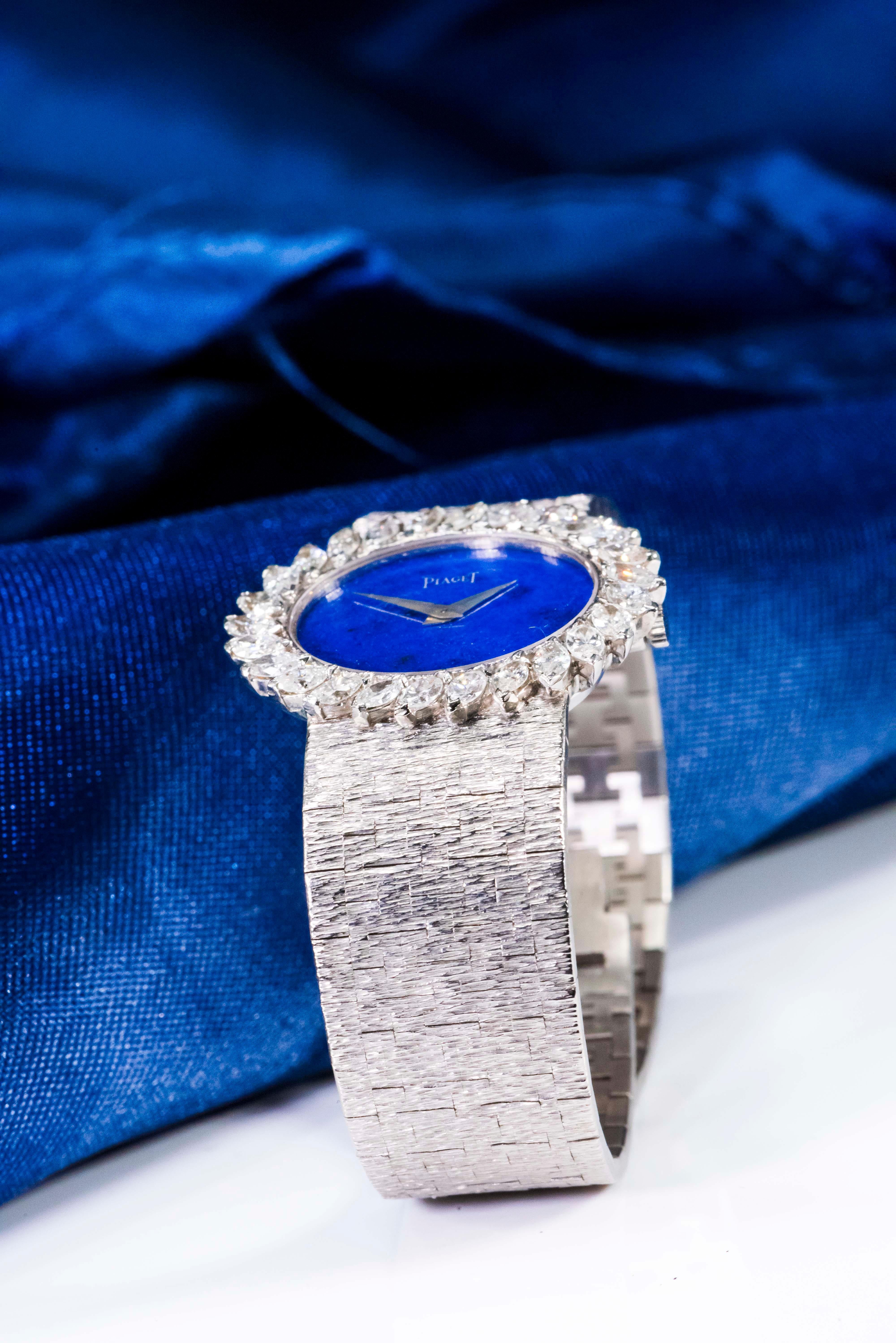 1970s Piaget Lapis 18 Karat White Gold Marquis Diamond Set Bracelet Watch 1
