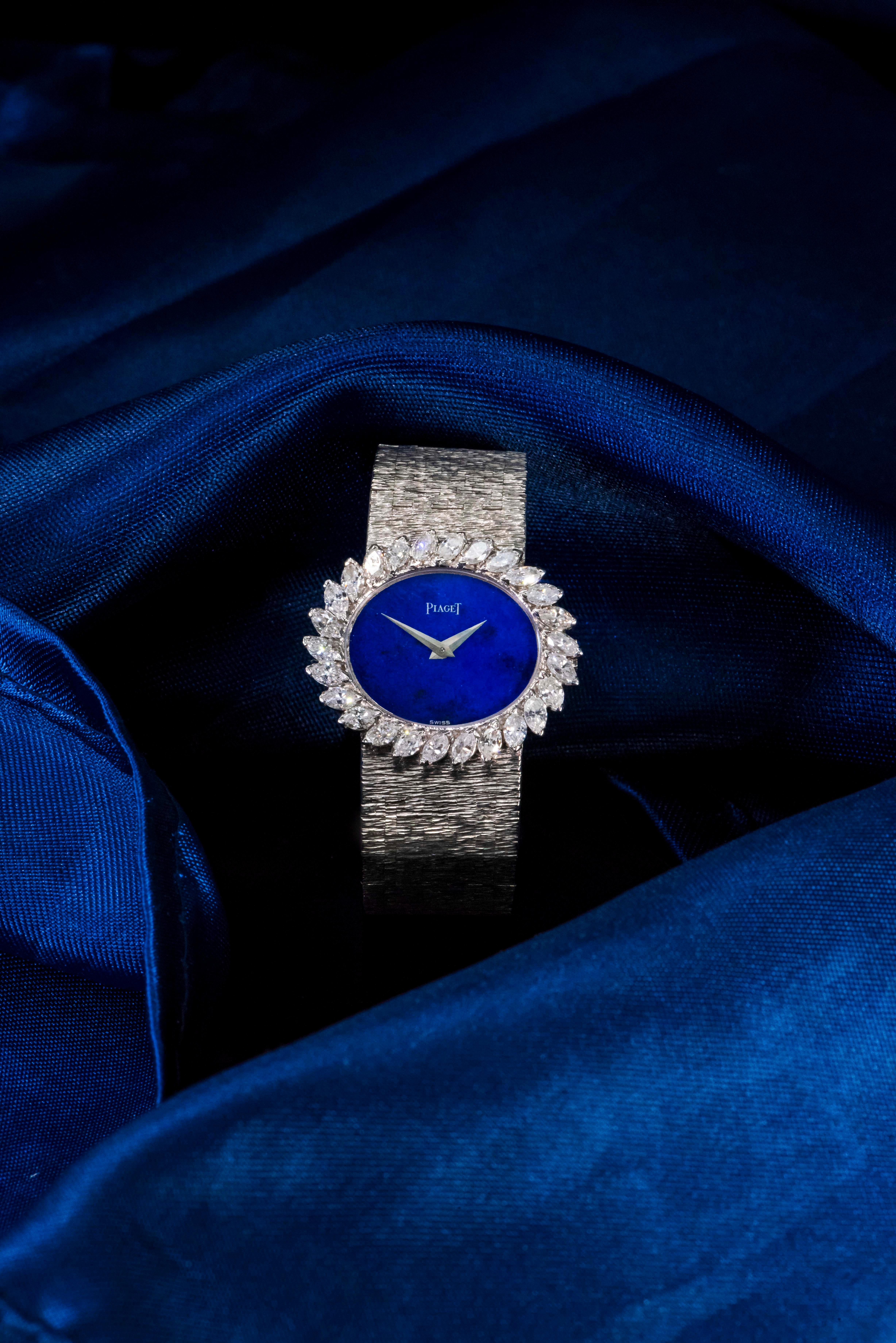 1970s Piaget Lapis 18 Karat White Gold Marquis Diamond Set Bracelet Watch 2
