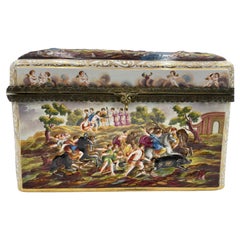 Rare Large 19th C. Capodimonte Porcelain Box / Table Casket