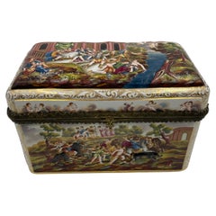 Rare grand coffret / coffret de table en porcelaine de Capodimonte du 19ème siècle