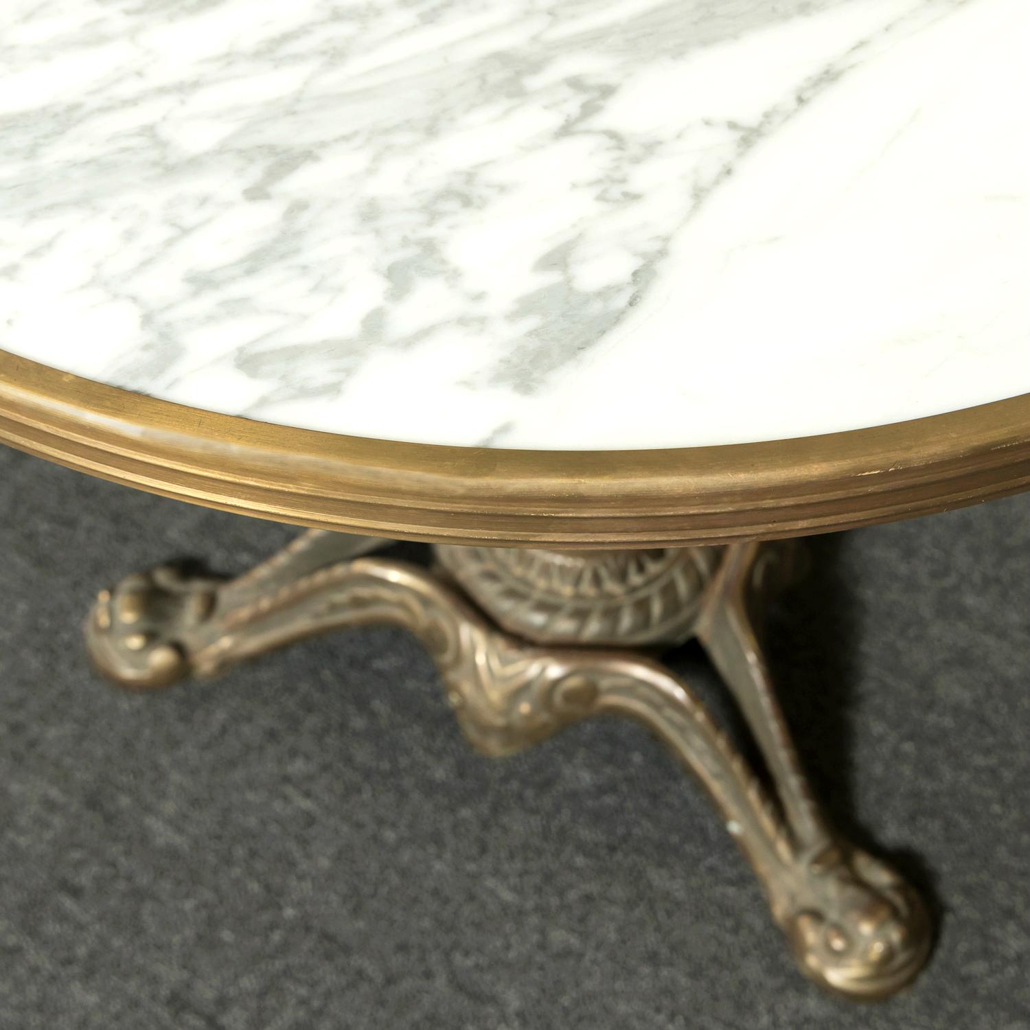 Rare Large 19th Century Antique French Bronze Bistro Table with White Marble Top 2