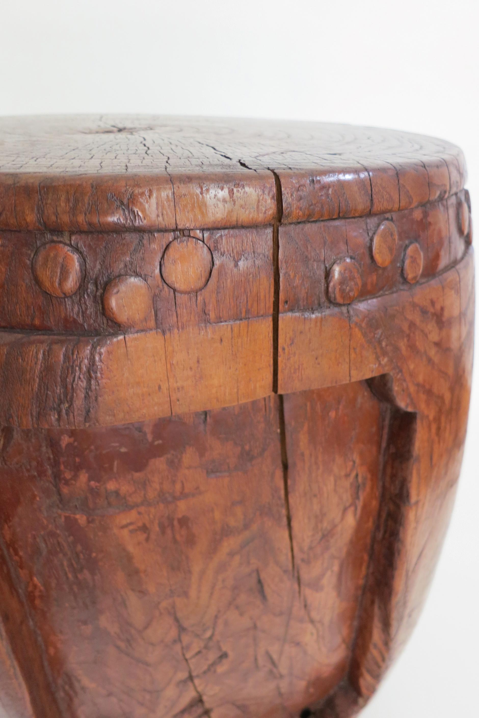 Rare Large 19th Century Carved Chinese Wooden Stool For Sale 14