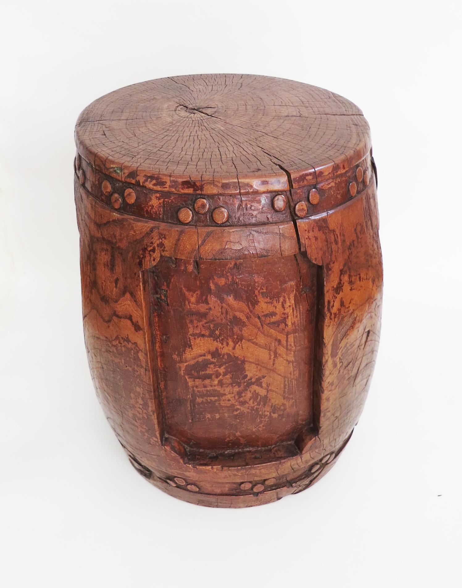 Rare Large 19th Century Carved Chinese Wooden Stool For Sale 3