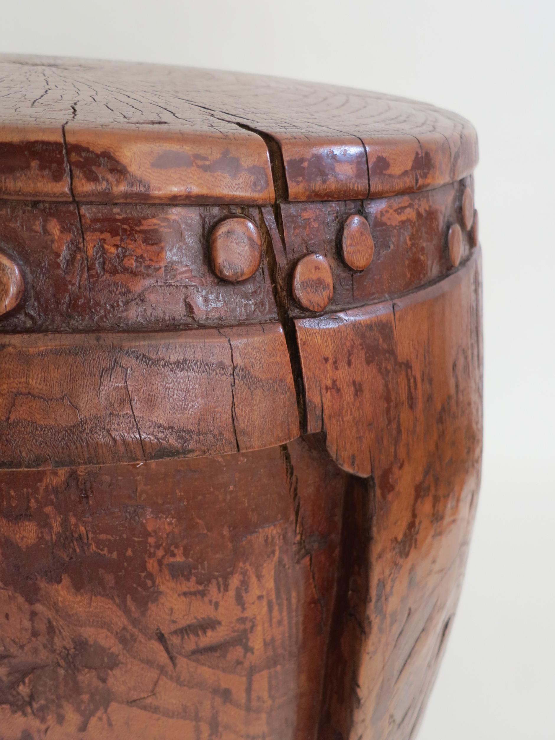 Rare Large 19th Century Carved Chinese Wooden Stool For Sale 5