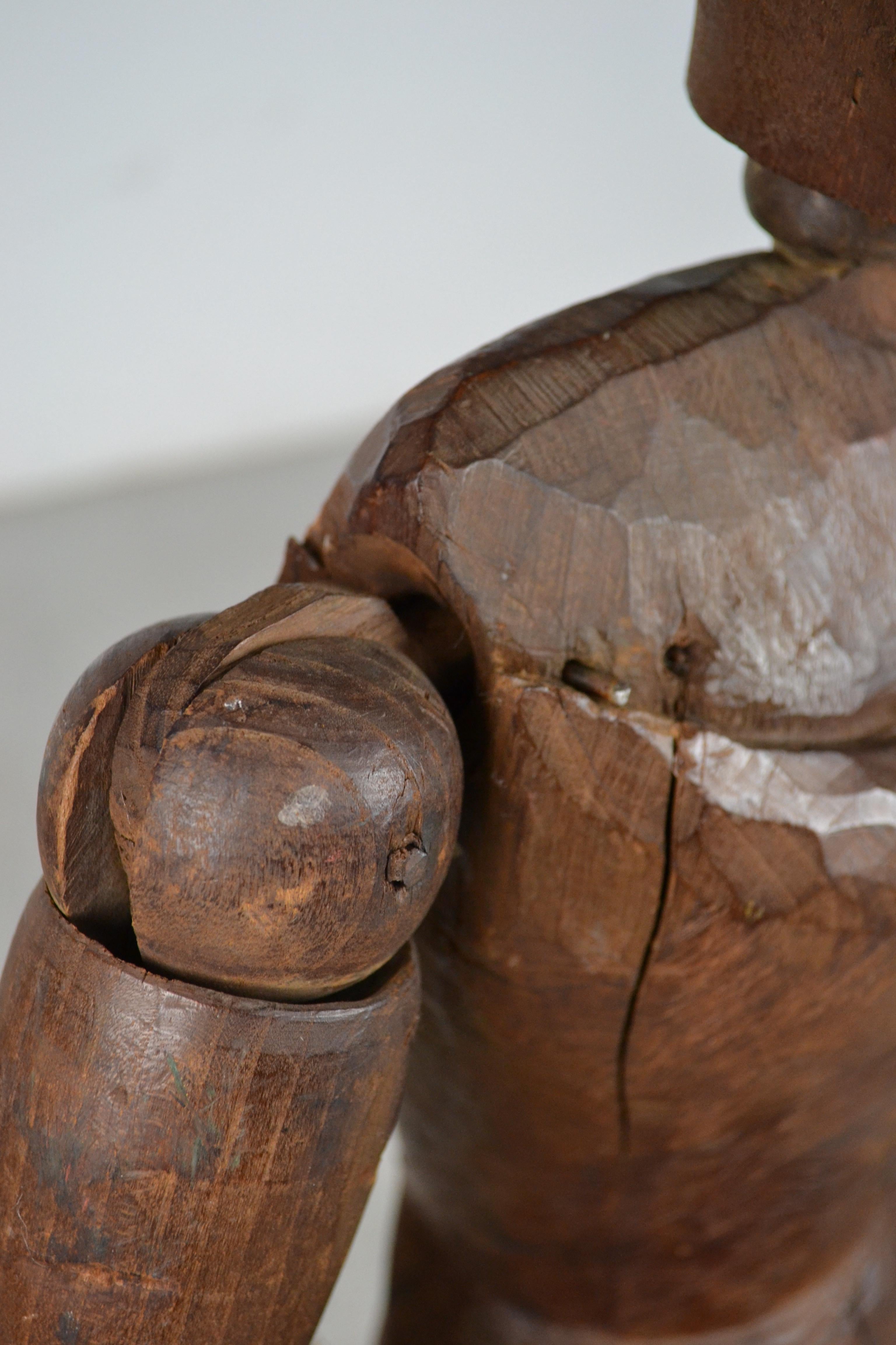 Rare Large 19th-Century French Walnut Articulated Artist’s Mannequin in vendita 9