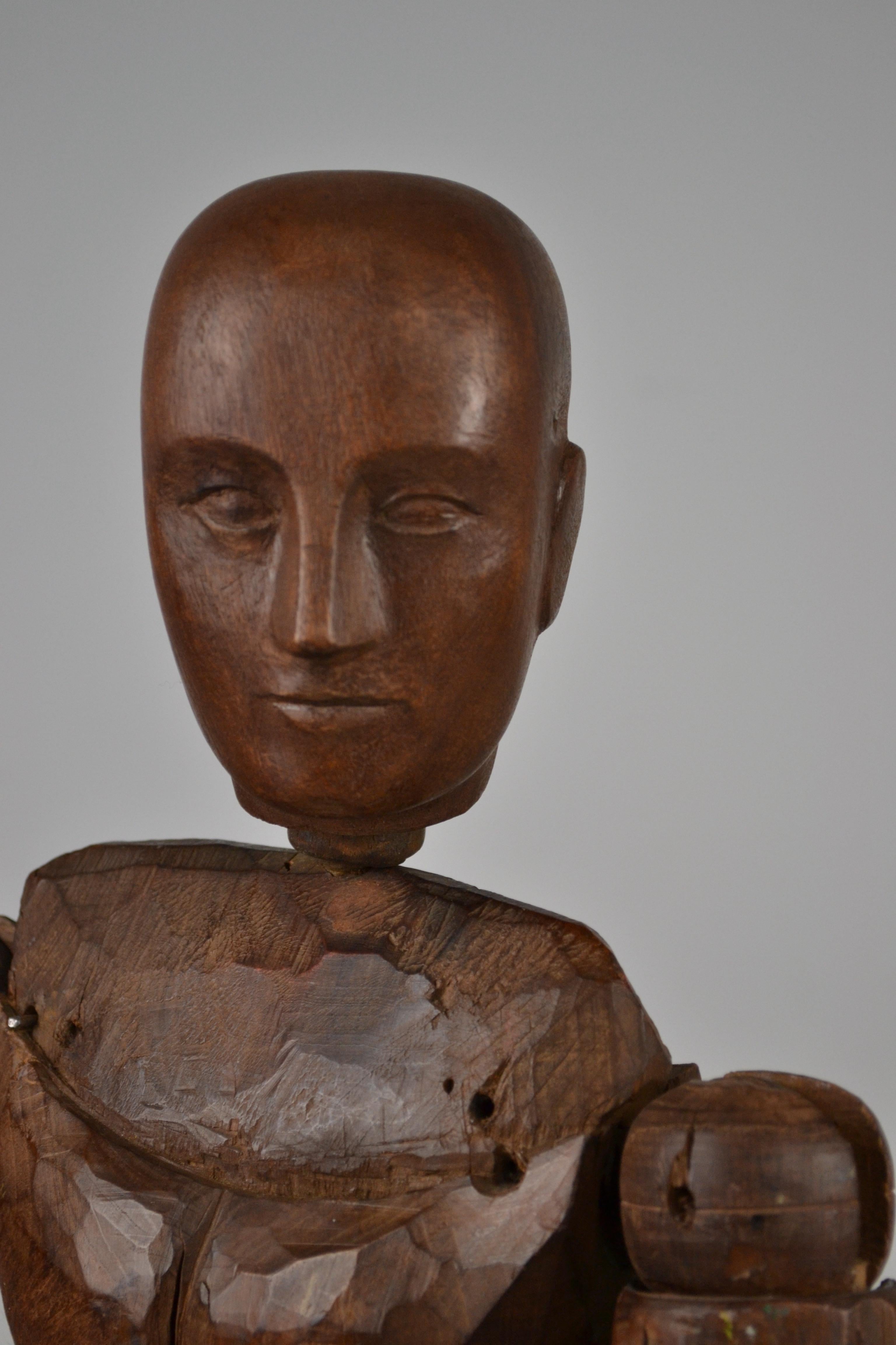 Rare Large 19th-Century French Walnut Articulated Artist’s Mannequin in vendita 13