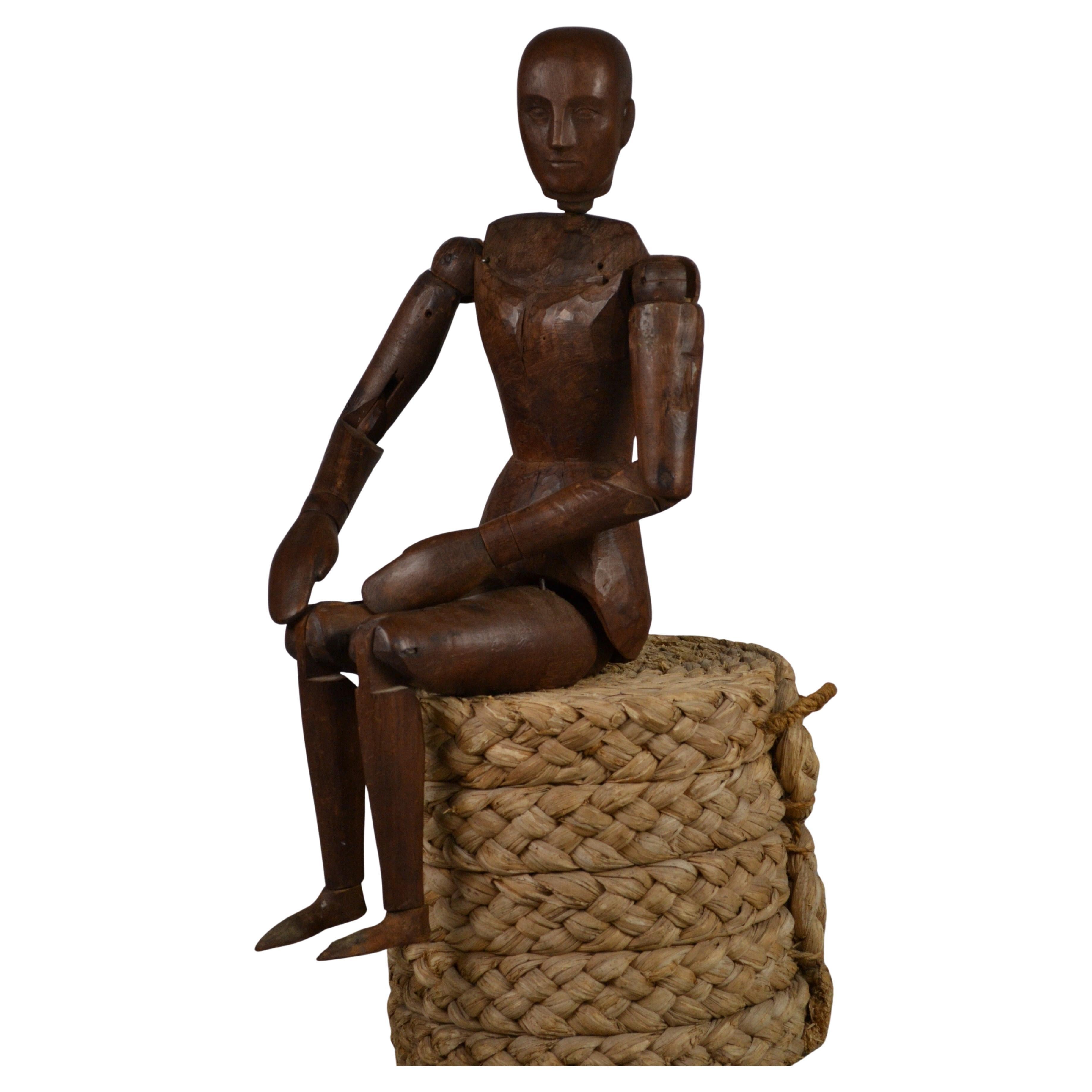 Rare Large 19th-Century French Walnut Articulated Artist’s Mannequin