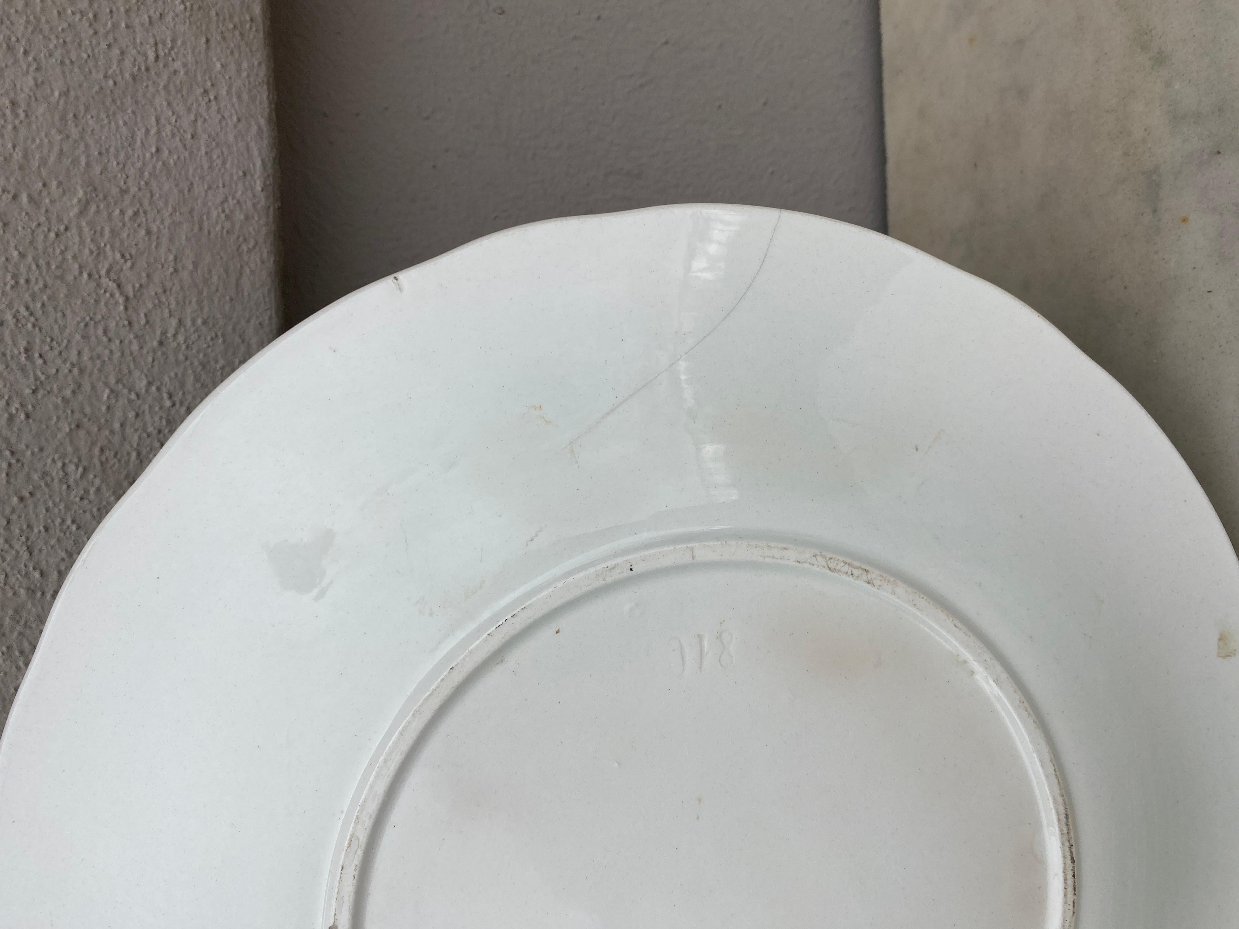 Fine XIX secolo Raro grande piatto da portata in maiolica del XIX secolo in vendita