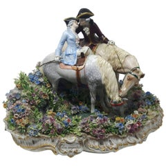Rare Large 19th Century Porcelain Group of Lovers