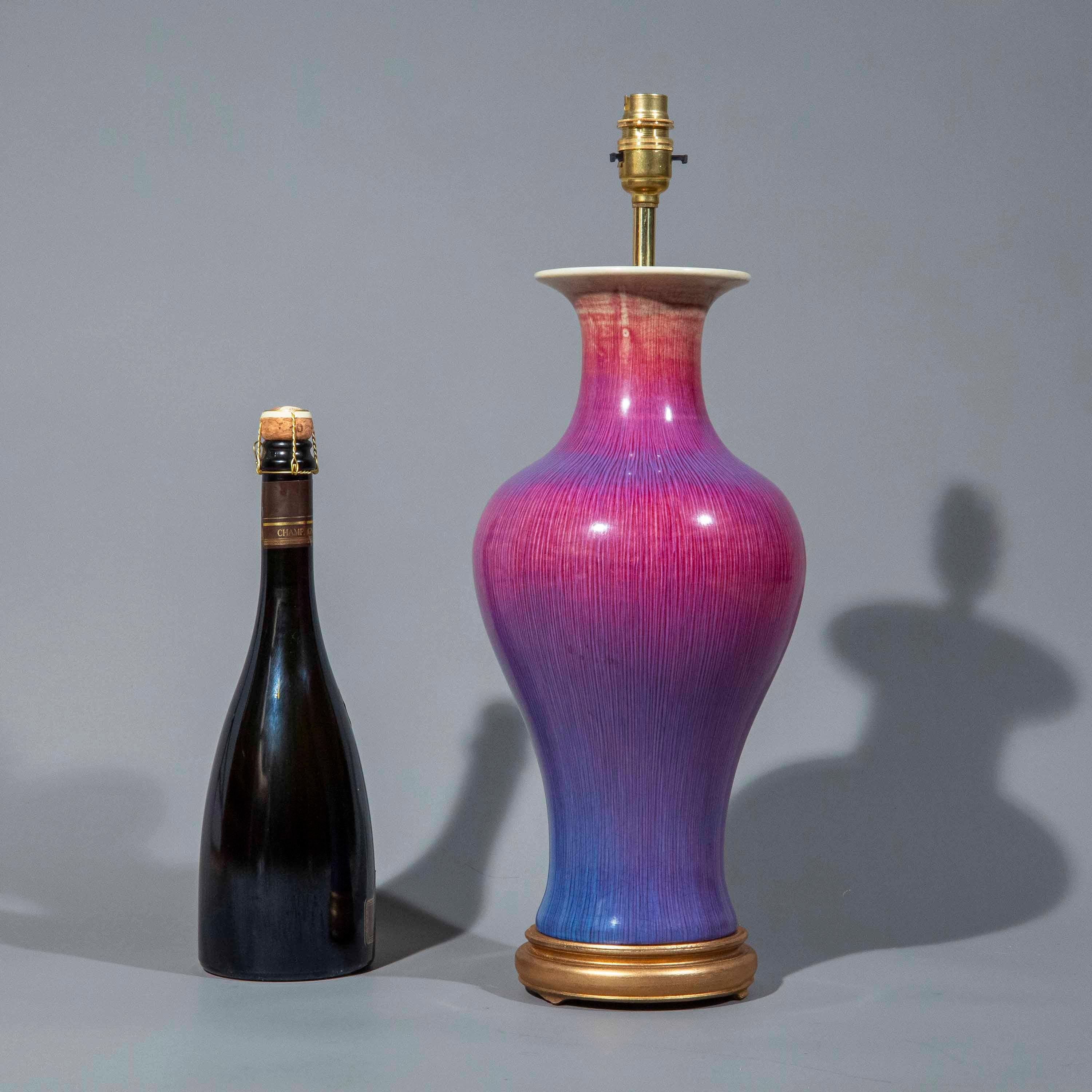 Chinese Flambé Vase Lamp In Good Condition For Sale In Richmond, London