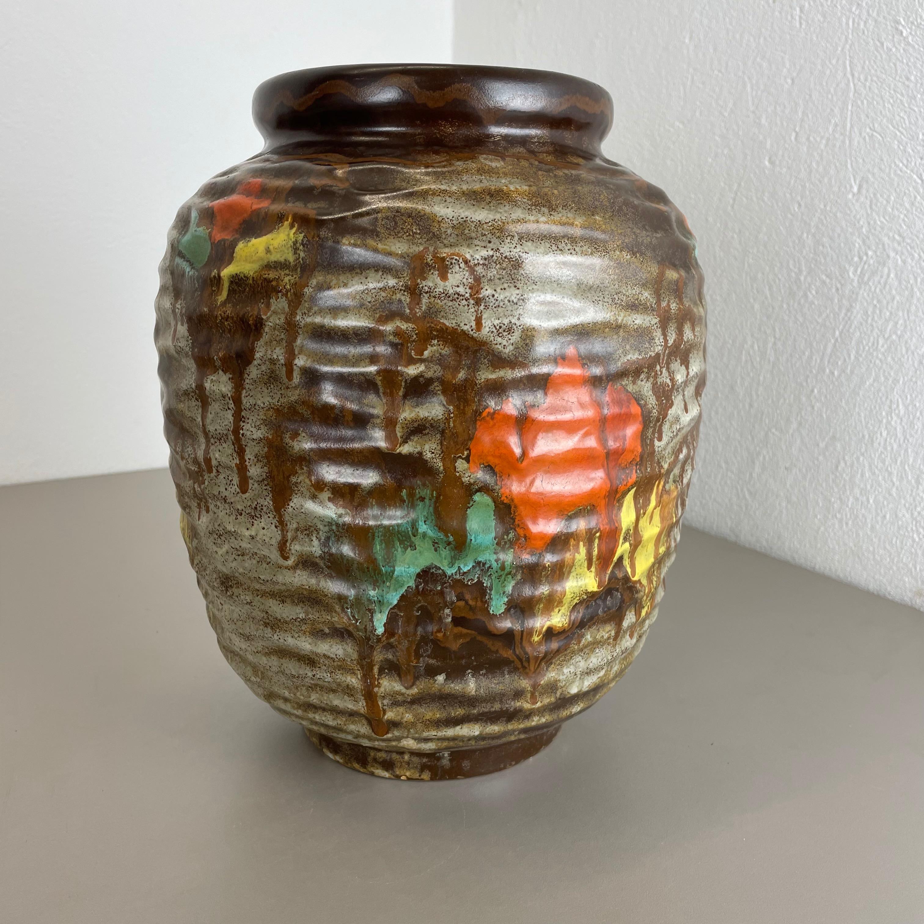 Rare Large Multicolor Fat Lava Pottery Vase by Jopeko, Germany, 1950s 2