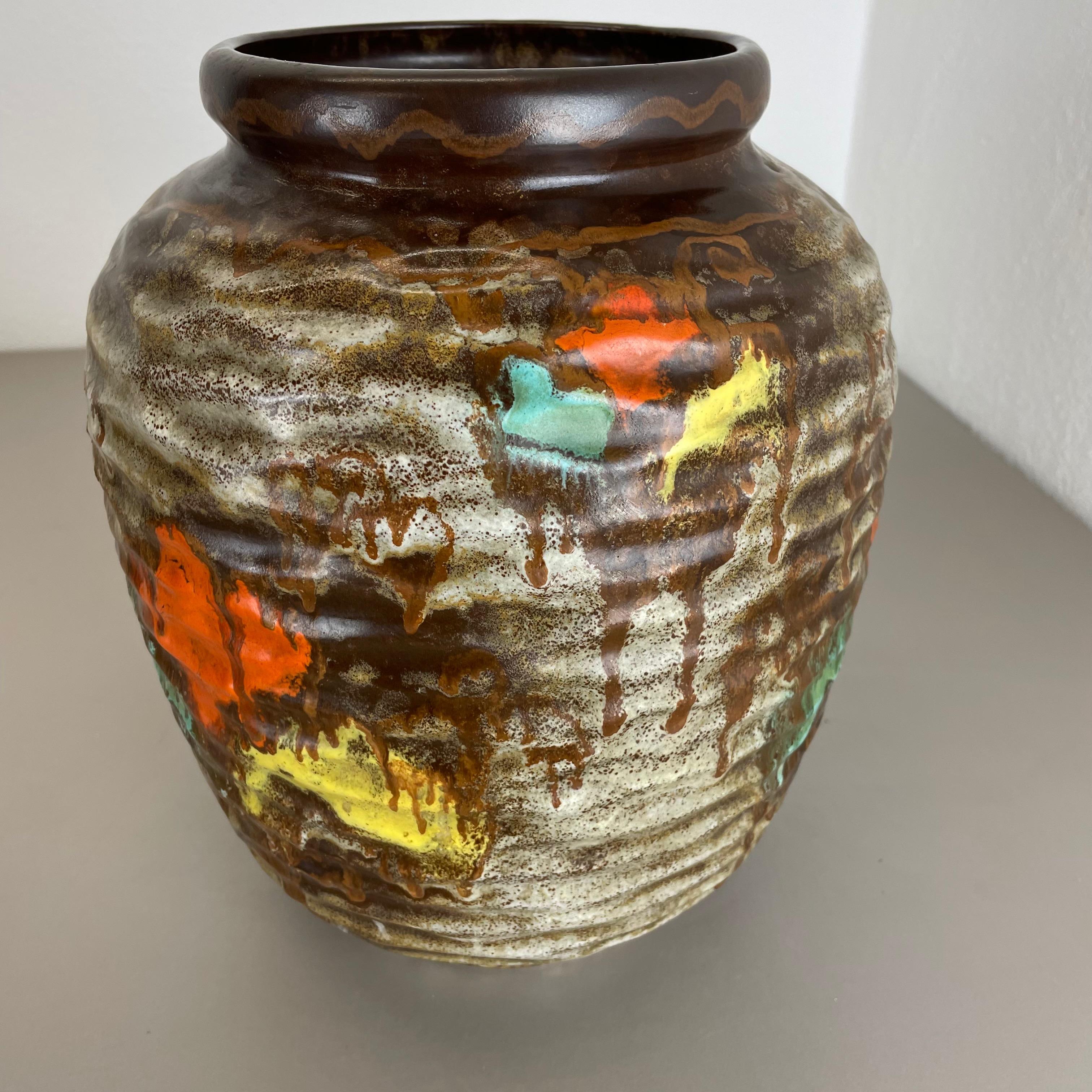 Rare Large Multicolor Fat Lava Pottery Vase by Jopeko, Germany, 1950s 9