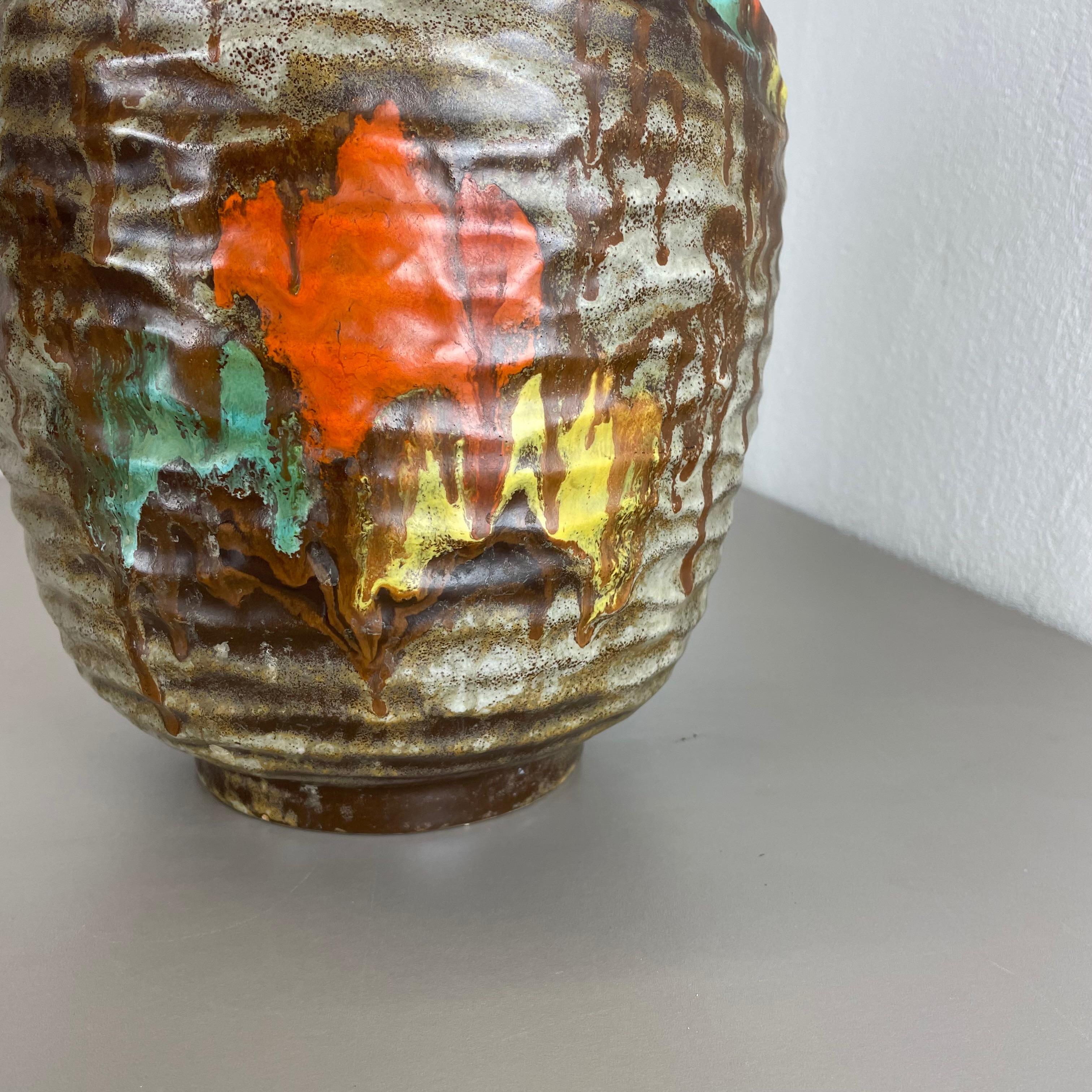 Mid-Century Modern Rare Large Multicolor Fat Lava Pottery Vase by Jopeko, Germany, 1950s For Sale