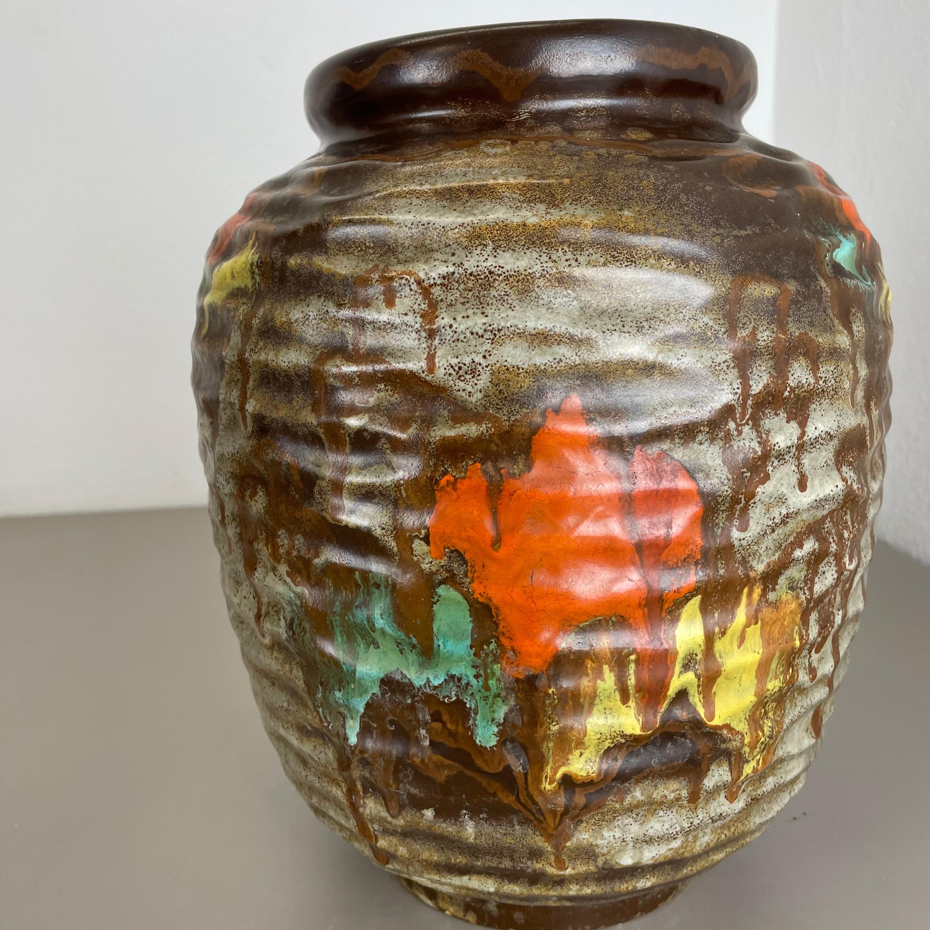 Rare Large Multicolor Fat Lava Pottery Vase by Jopeko, Germany, 1950s In Good Condition In Kirchlengern, DE