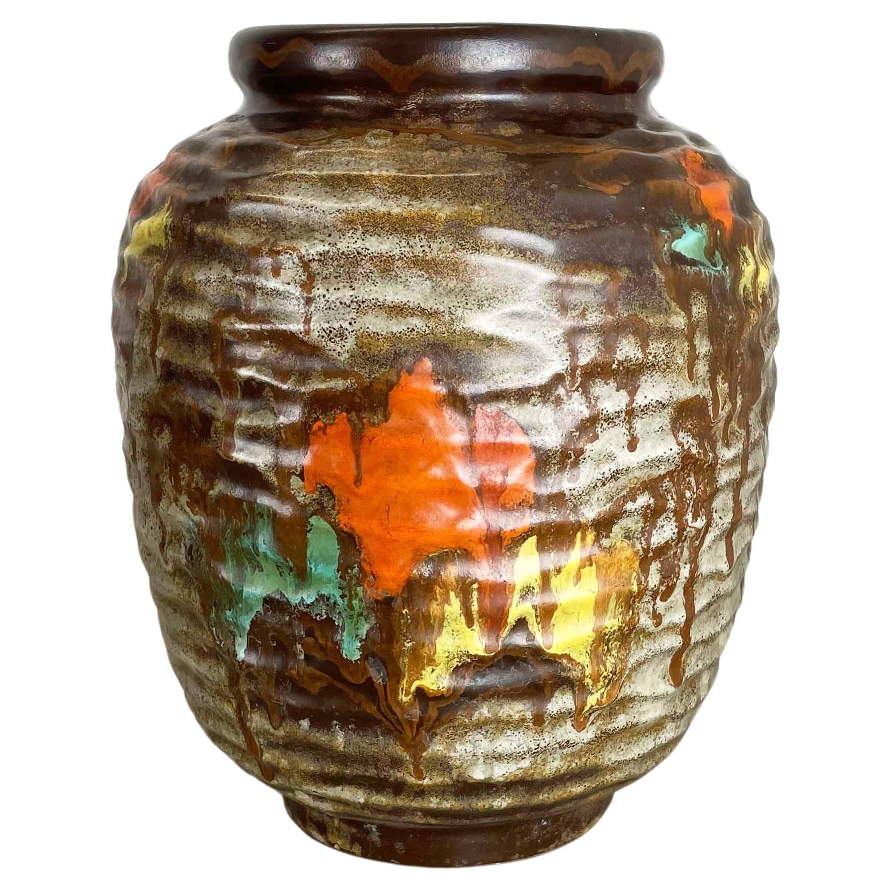 Rare Large Multicolor Fat Lava Pottery Vase by Jopeko, Germany, 1950s For Sale