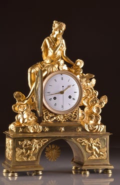 Rare Large Romantic French Directoire Mantel Clock, Late 18th C