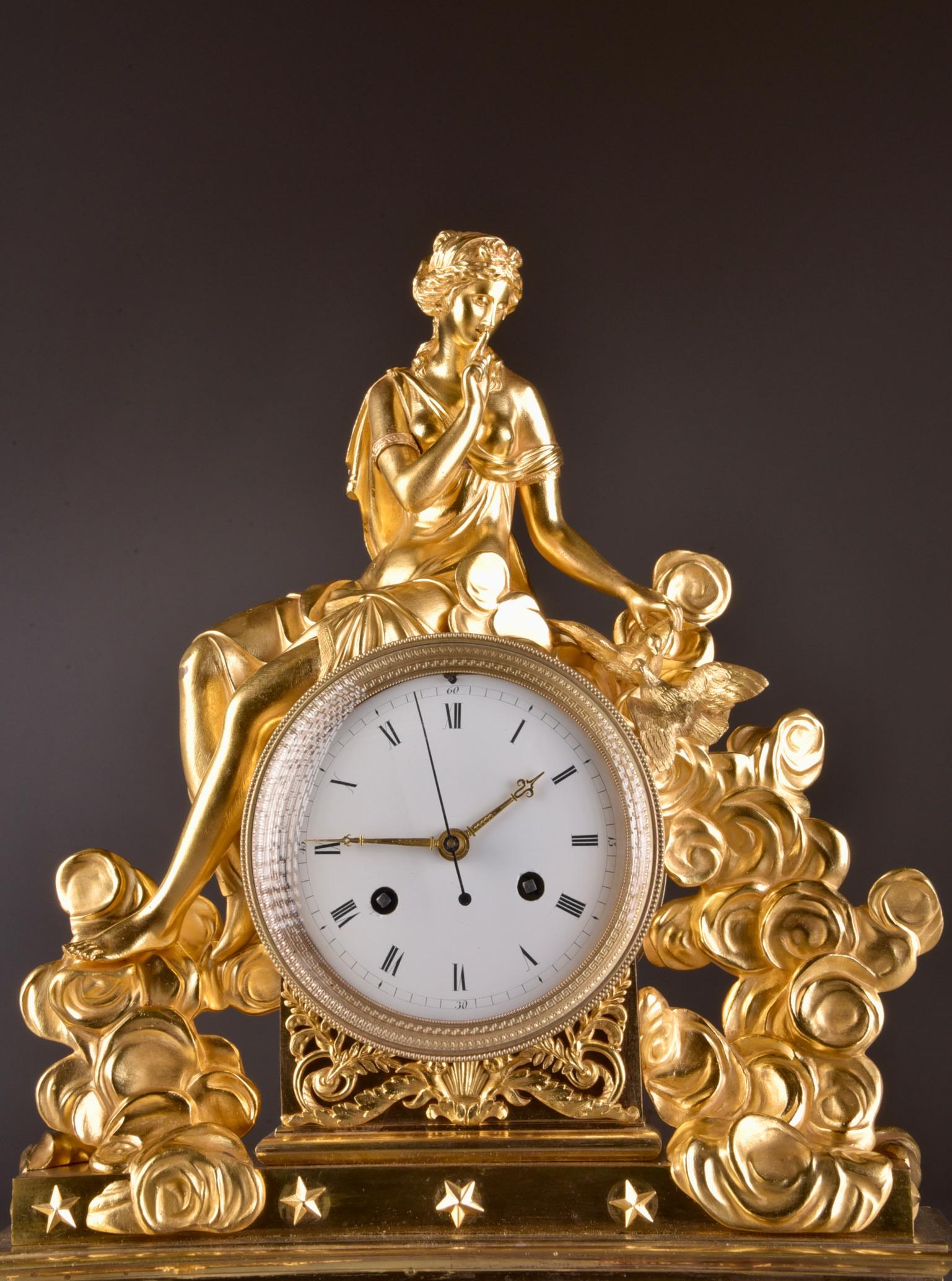 Rare Large Romantic French Directoire Mantel Clock, Late 18th C For Sale 1