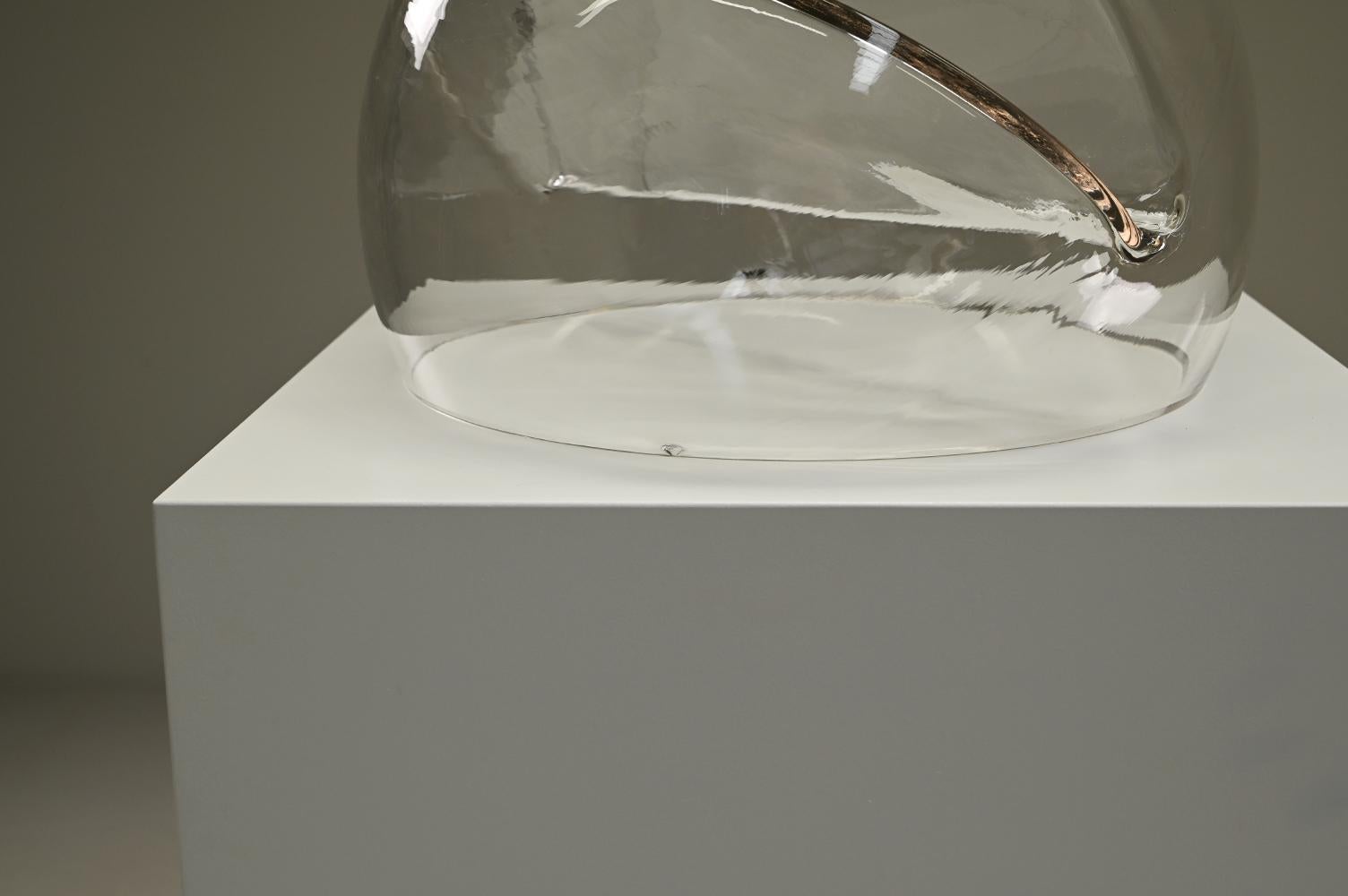 Vetro Rara scultura astratta di grandi dimensioni in vetro di Toni Zuccheri per VeArt, Italia anni '70.