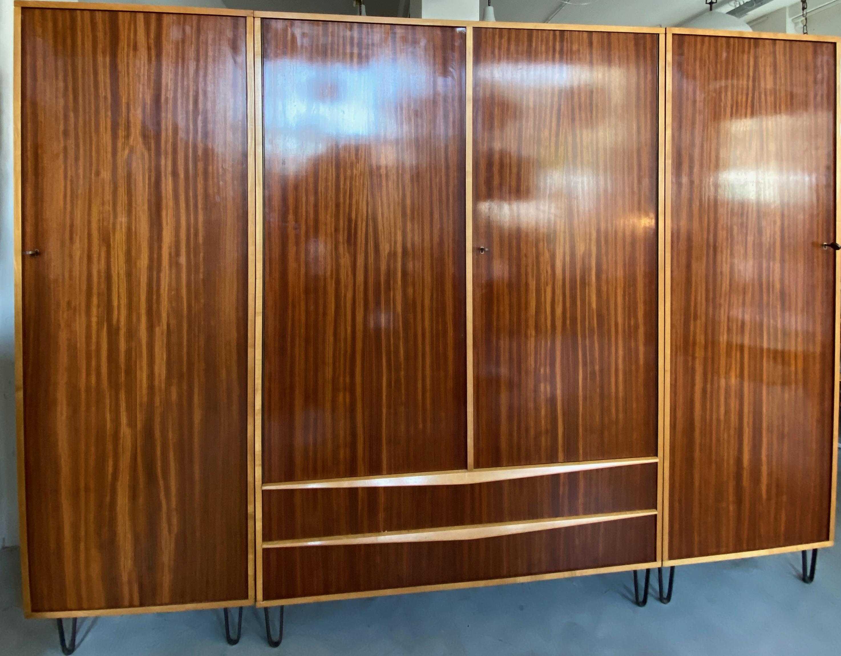 Hand-Crafted Rare Large Alfred Hendrickx 1950s Wardrobe for Belform, Belgium