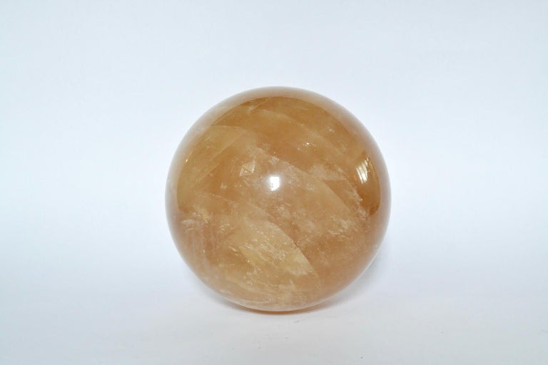 Rare Large Amber Quartz Rock Crystal Ball For Sale at 1stDibs