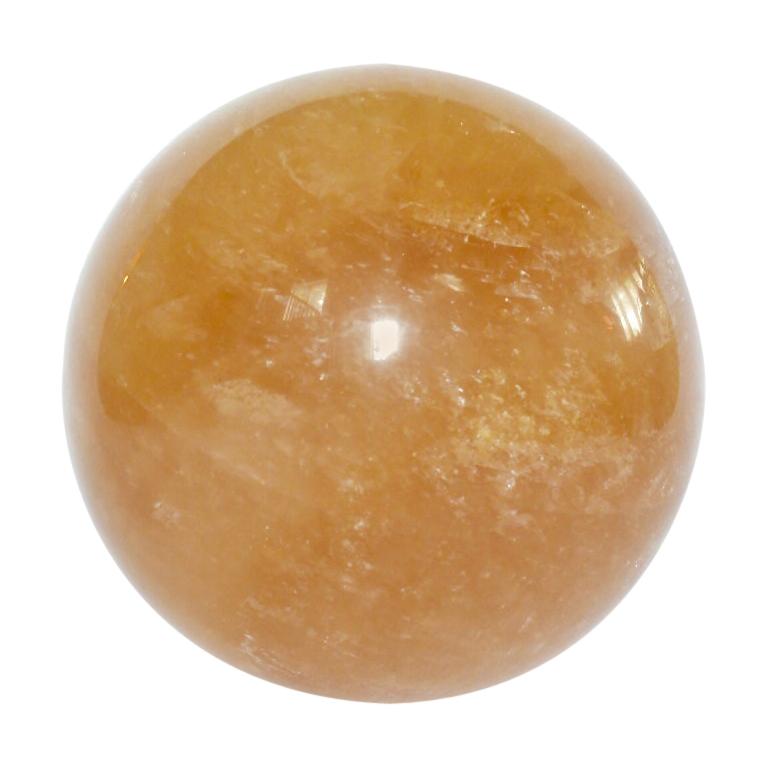 Rare Large Amber Quartz Rock Crystal Ball For Sale