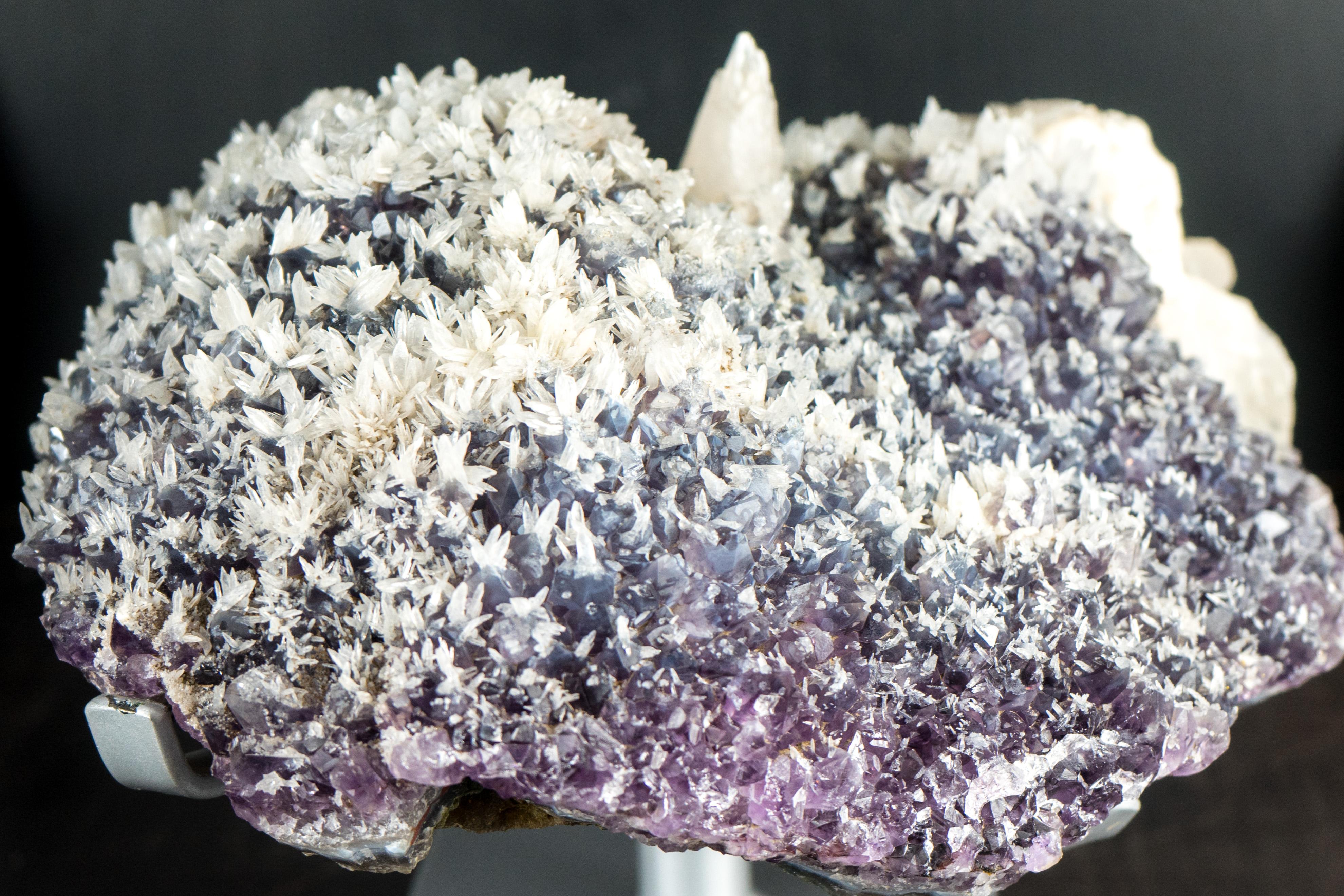 Rare Large Amethyst Geode Flower with Calcite Inclusions and Dark ...