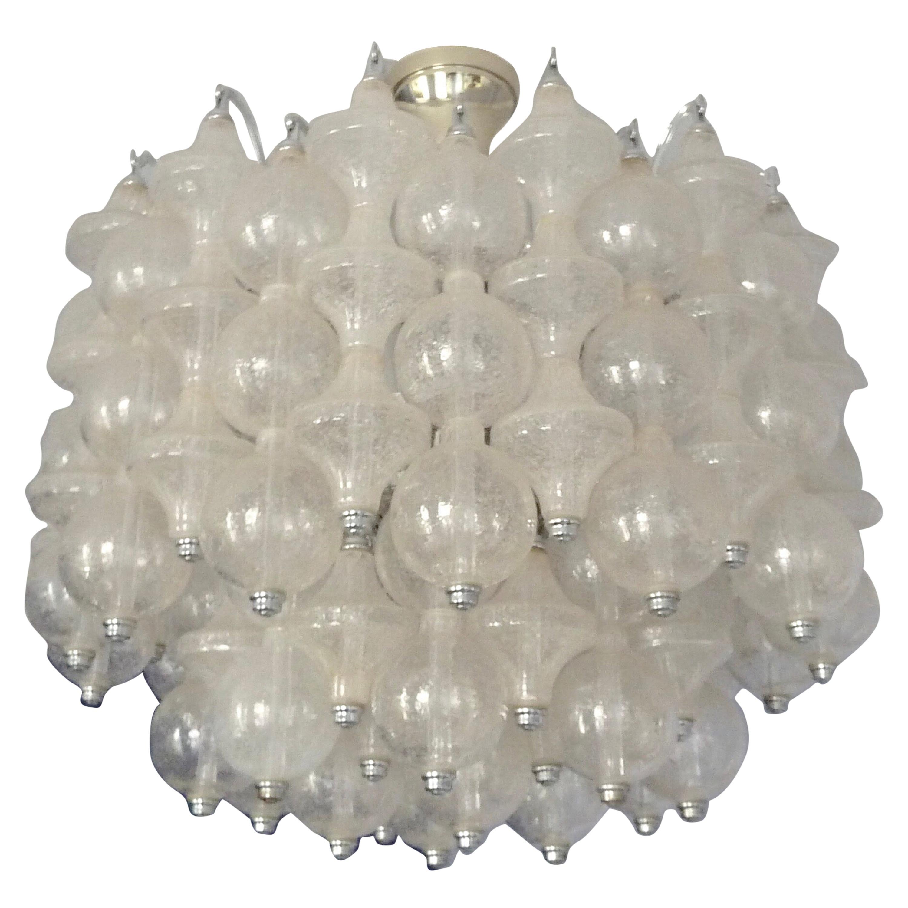 Rare Large and Bright 1970s Murano Seguso Ball Chandelier by OTT International