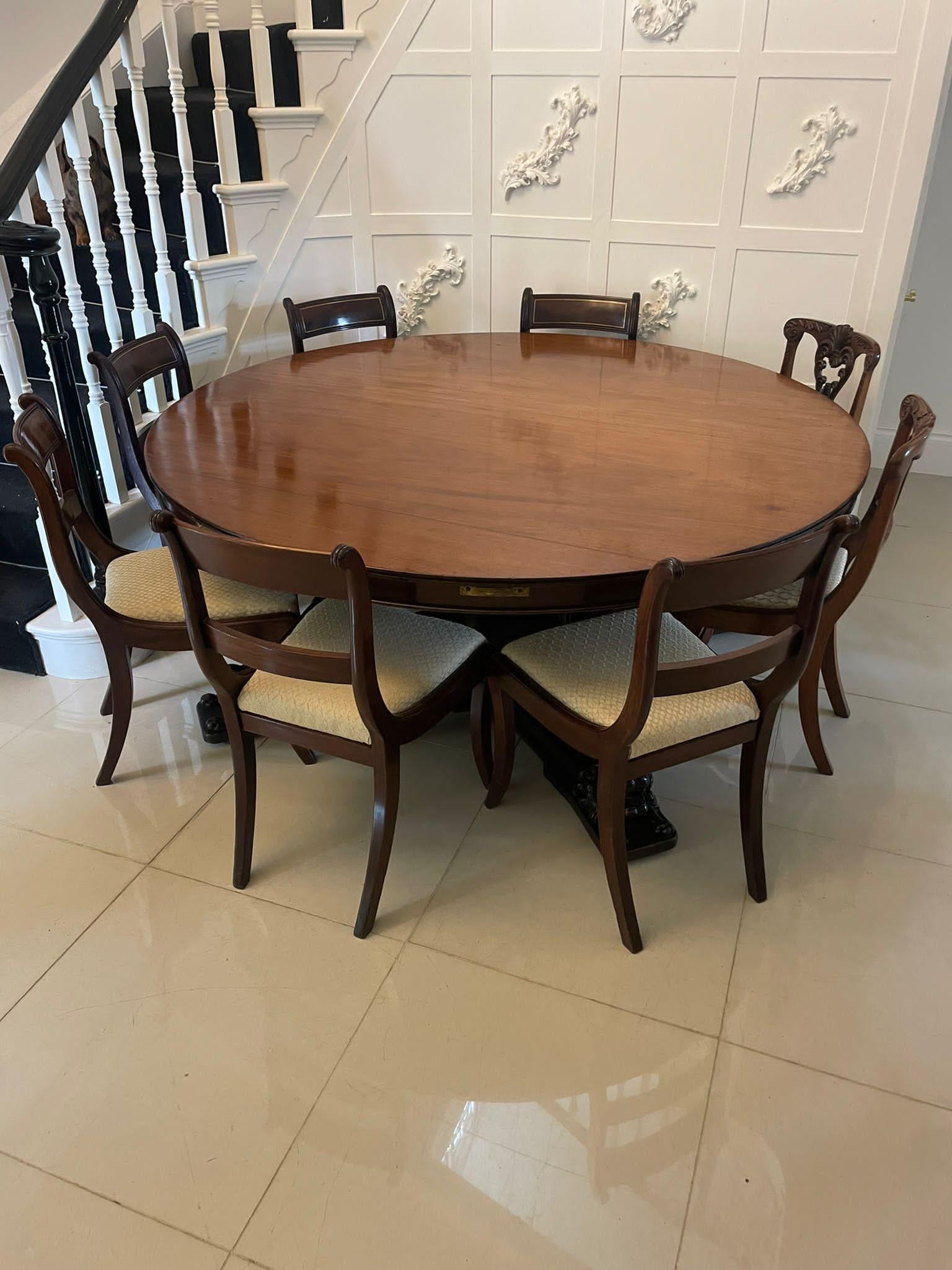 Rare Large Antique 10 Seater Carved Mahogany Circular Extending Dining Table For Sale 4