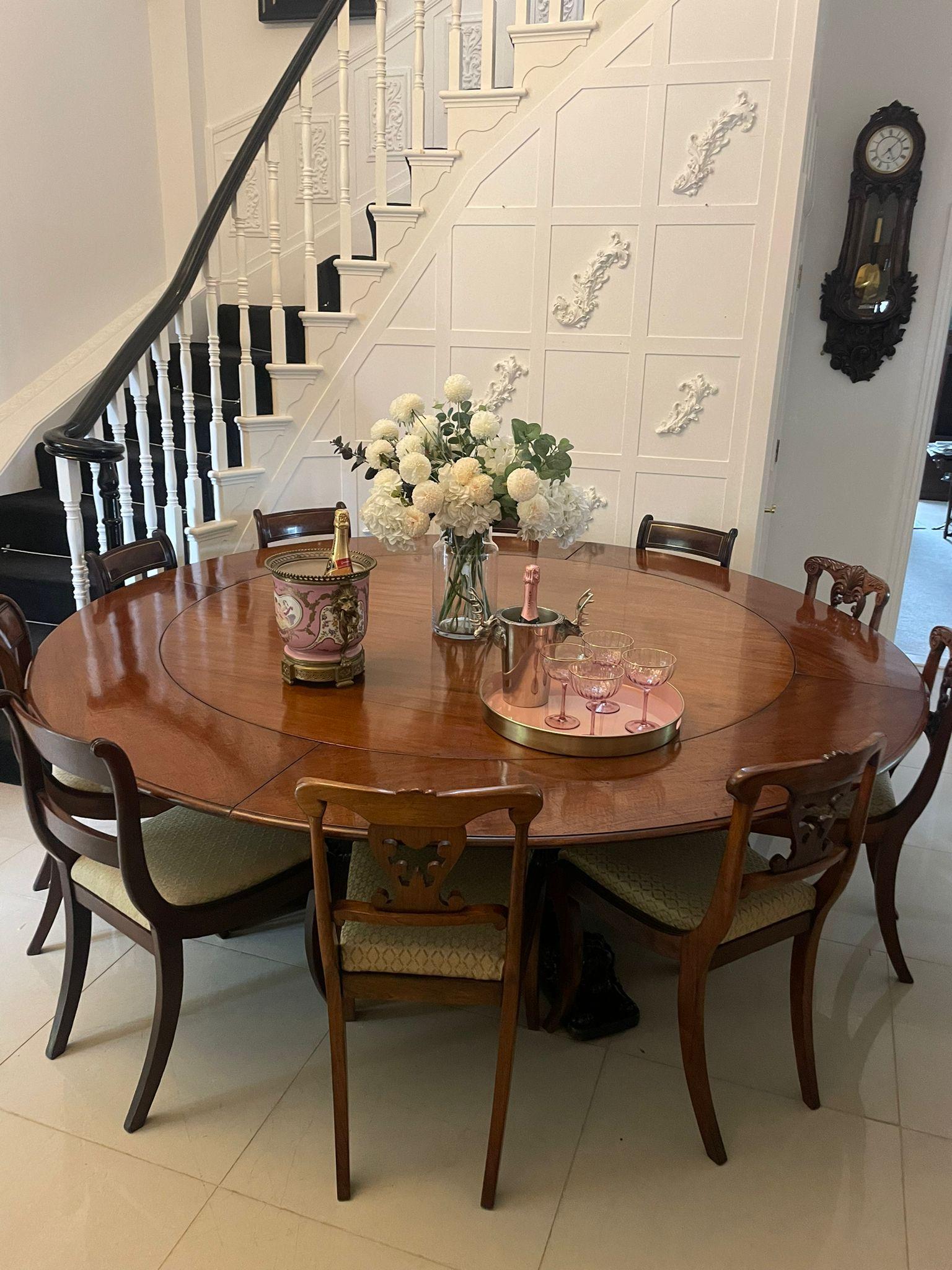 large antique round dining table
