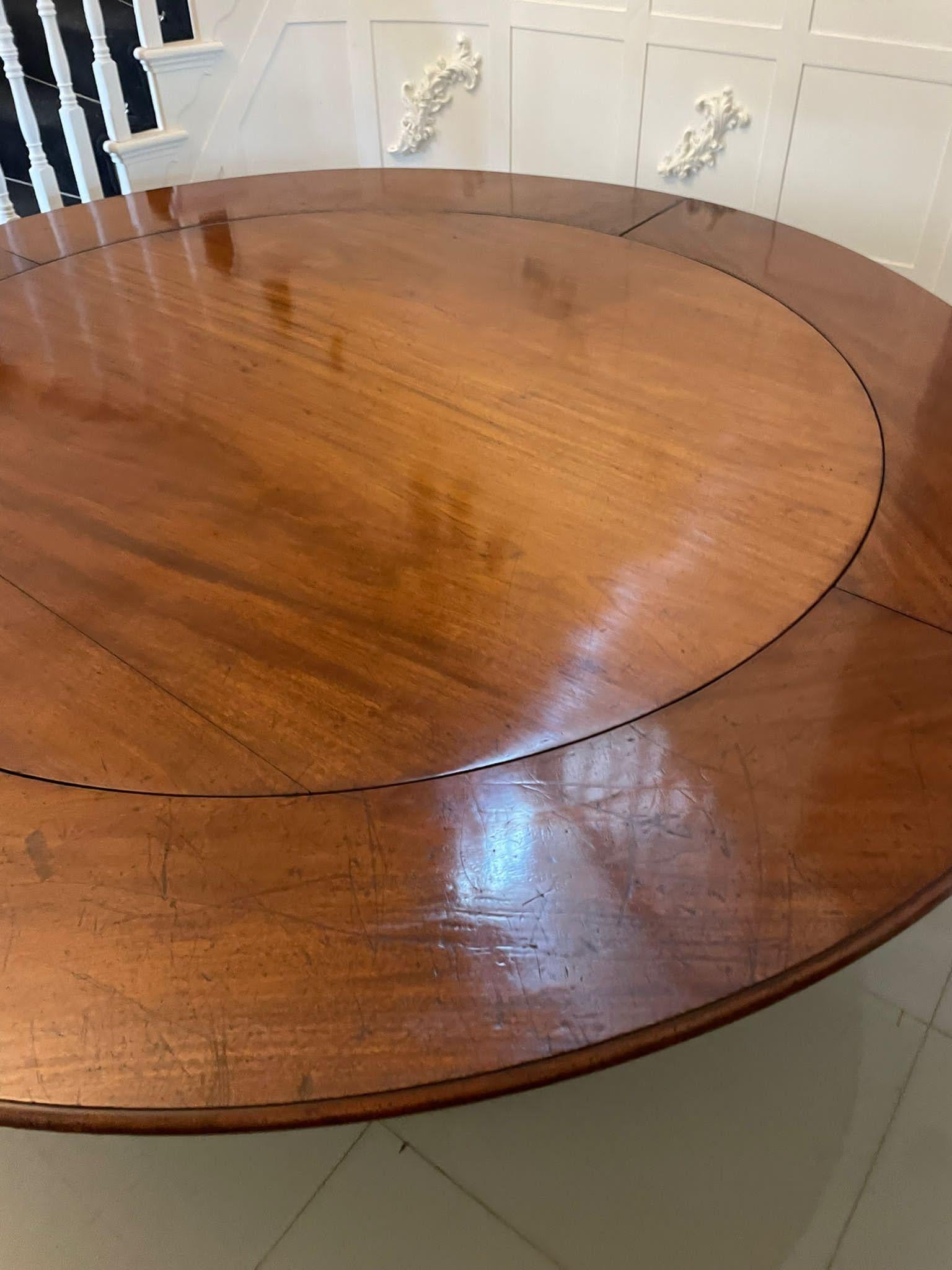 19th Century Rare Large Antique 10 Seater Carved Mahogany Circular Extending Dining Table For Sale