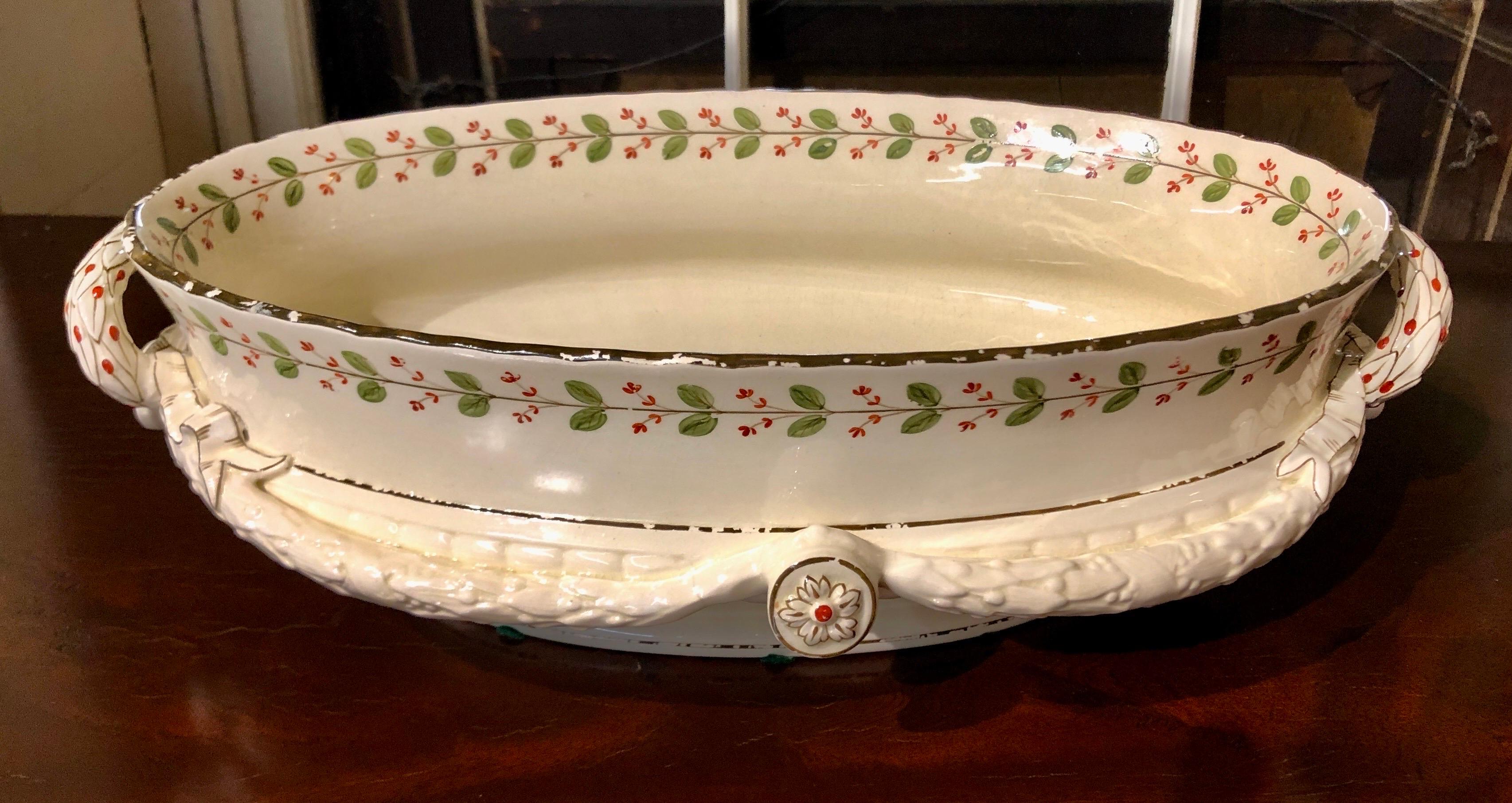 Seltene große antike englische Wedgwood Queensware „Creamware“-Schale aus dem frühen 19. Jahrhundert (George III.) im Angebot