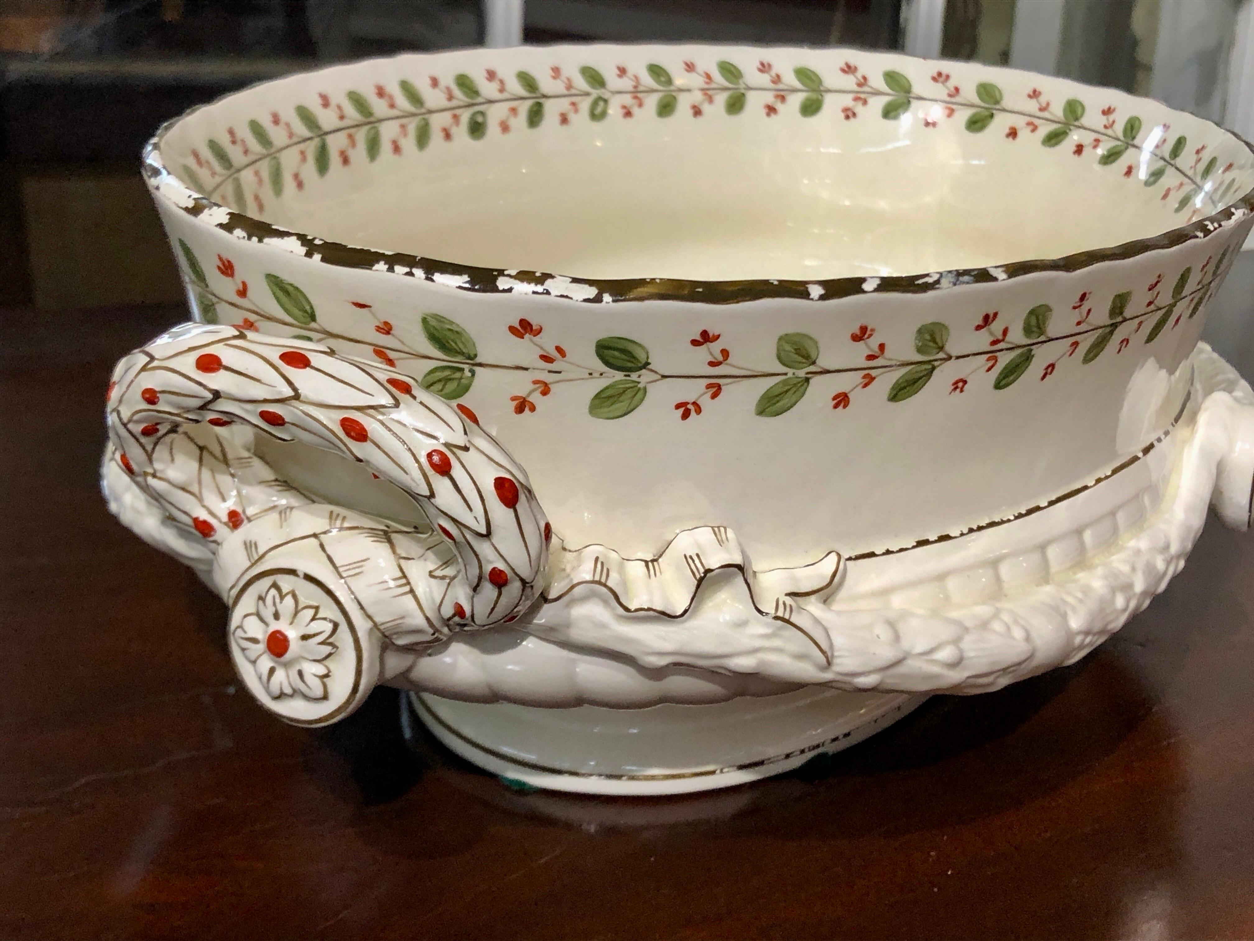 19th Century Rare Large Antique English Early 19th C. Wedgwood Queensware 'Creamware' Bowl For Sale