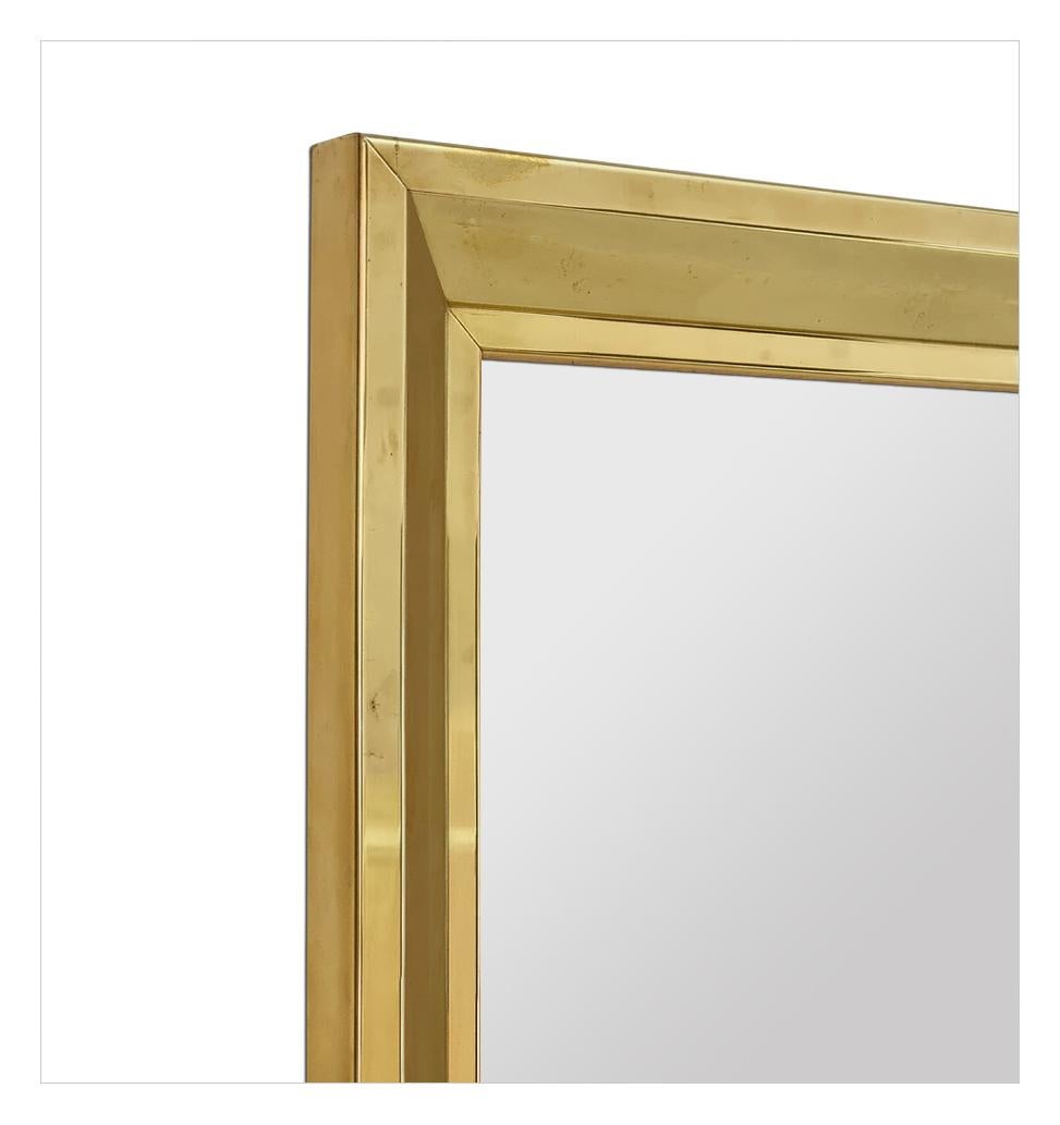 Polished Rare Large Antique French Brass Mirror From The 1970s For Sale