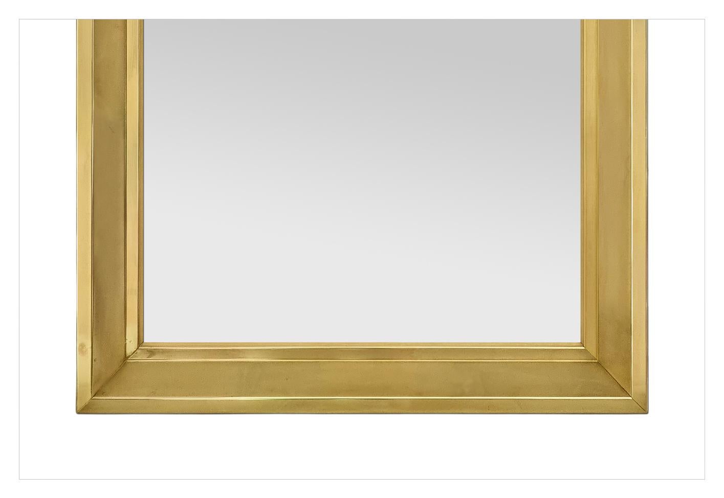 Rare Large Antique French Brass Mirror From The 1970s In Good Condition For Sale In Paris, FR