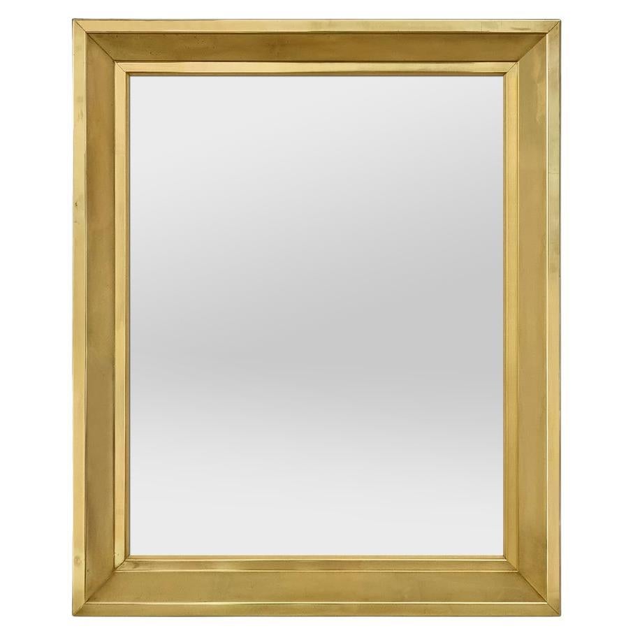 Rare Large Antique French Brass Mirror From The 1970s